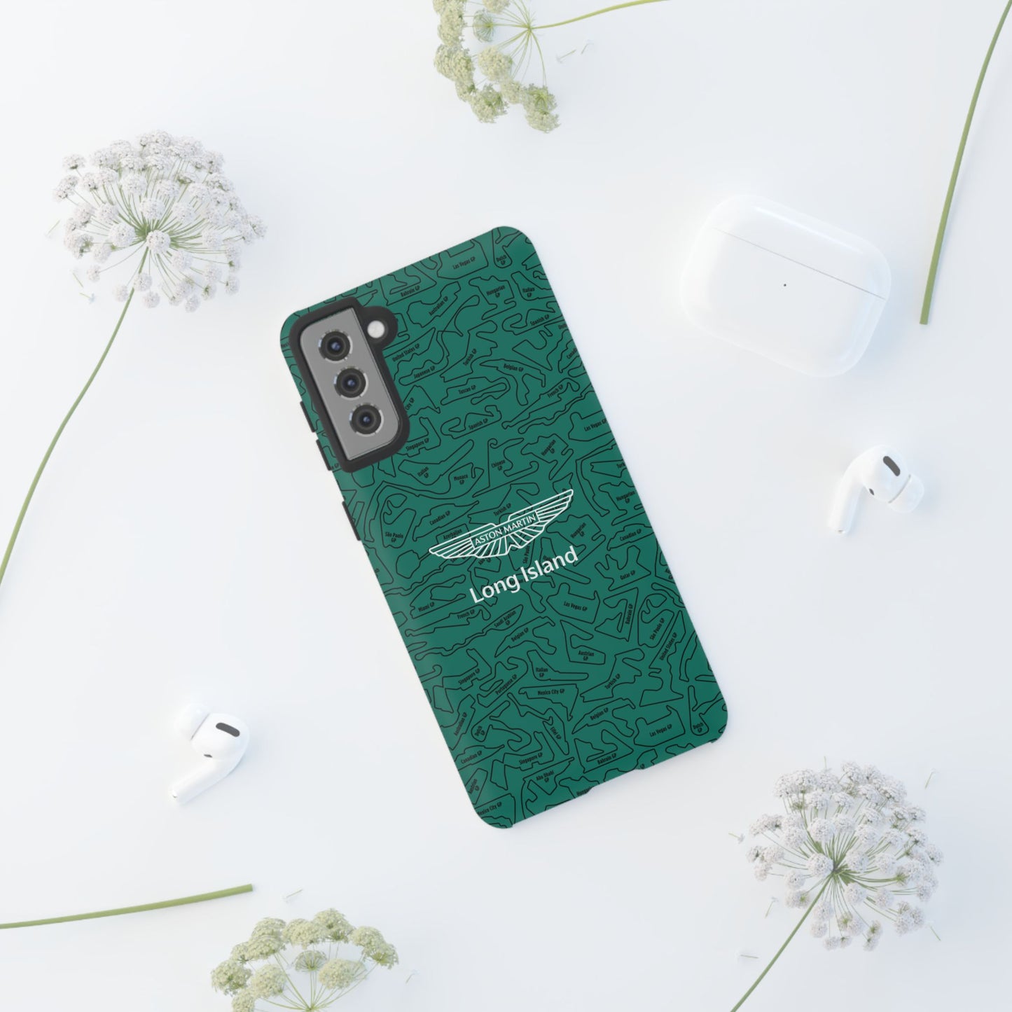 Aston Martin Long Island F1 race Track Inspired Impact-Resistant Phone Case