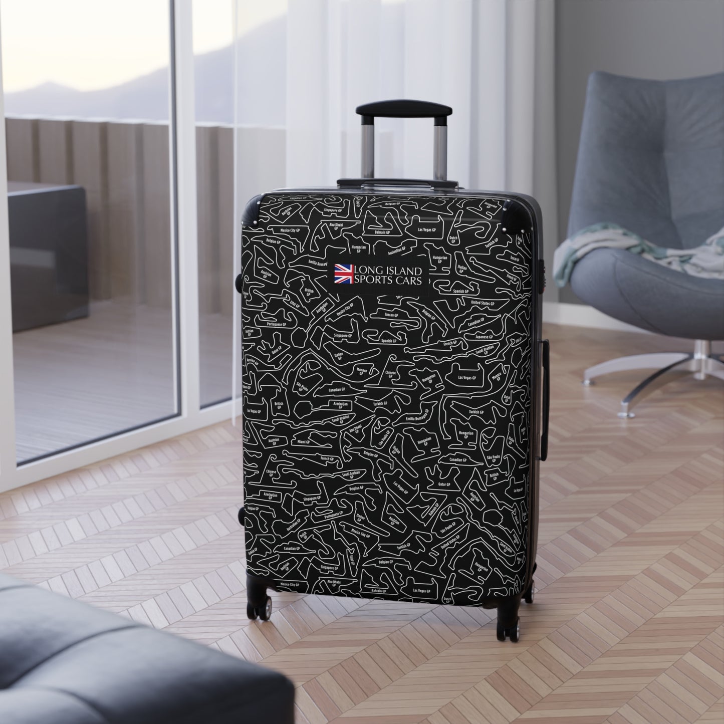 Long Island Sports True Black Cars F1 Racetrack Suitcase