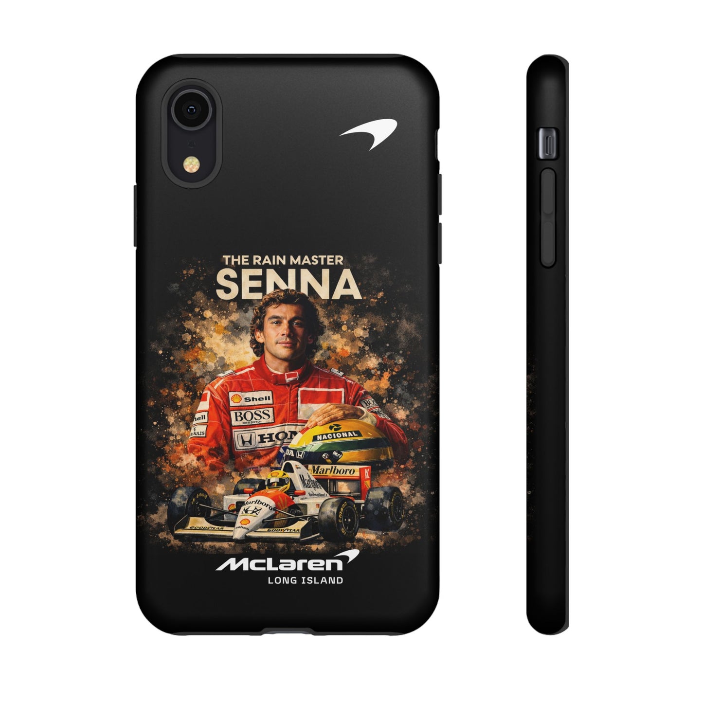 McLaren Long Island “The Rain Master” Ayrton Senna Inspired Impact-Resistant Phone Case | Durable Protection for Car Enthusiasts