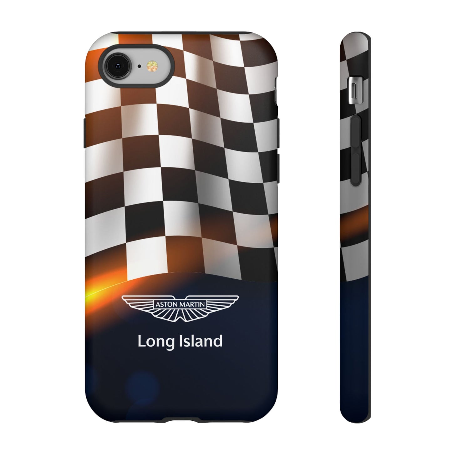 Aston Martin Long Island F1 Checkered Flag Impact-Resistant Phone Case | Durable Protection for Car Enthusiasts