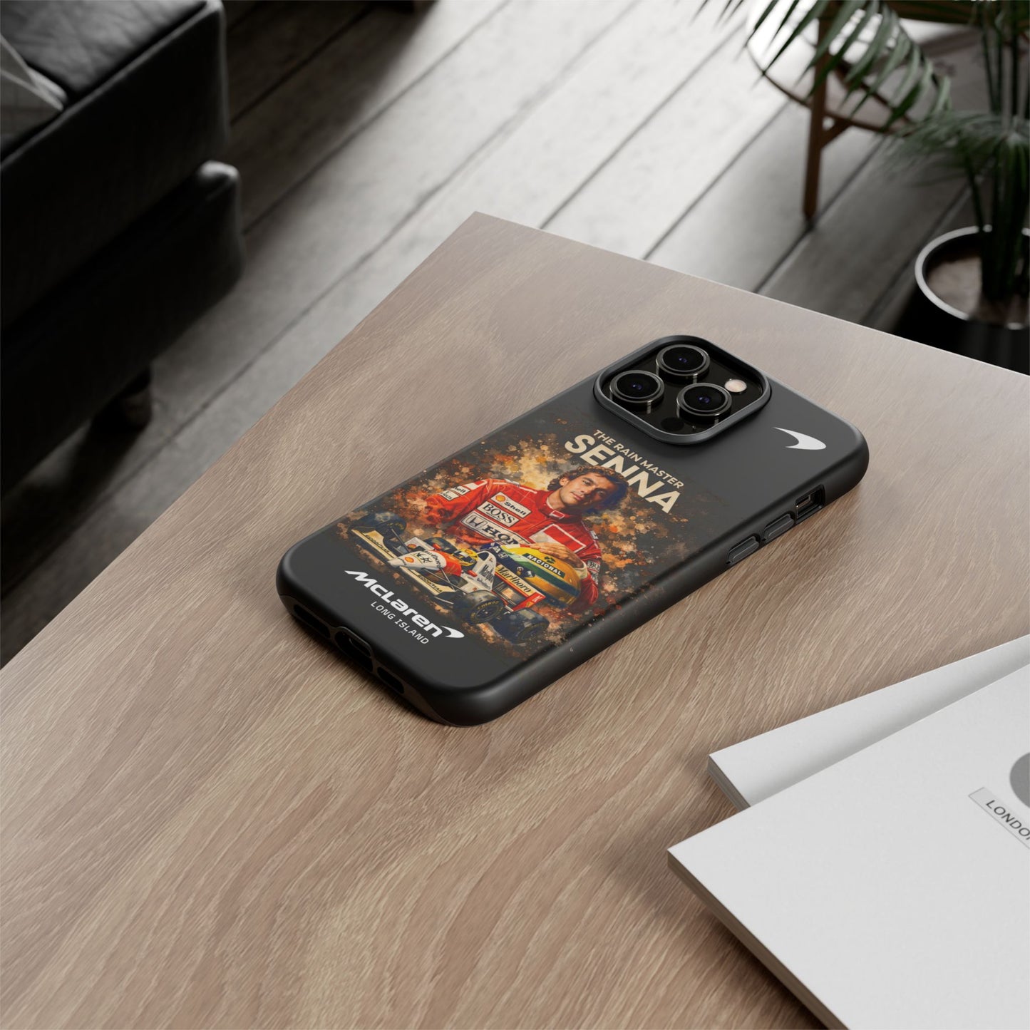 McLaren Long Island “The Rain Master” Ayrton Senna Inspired Impact-Resistant Phone Case | Durable Protection for Car Enthusiasts