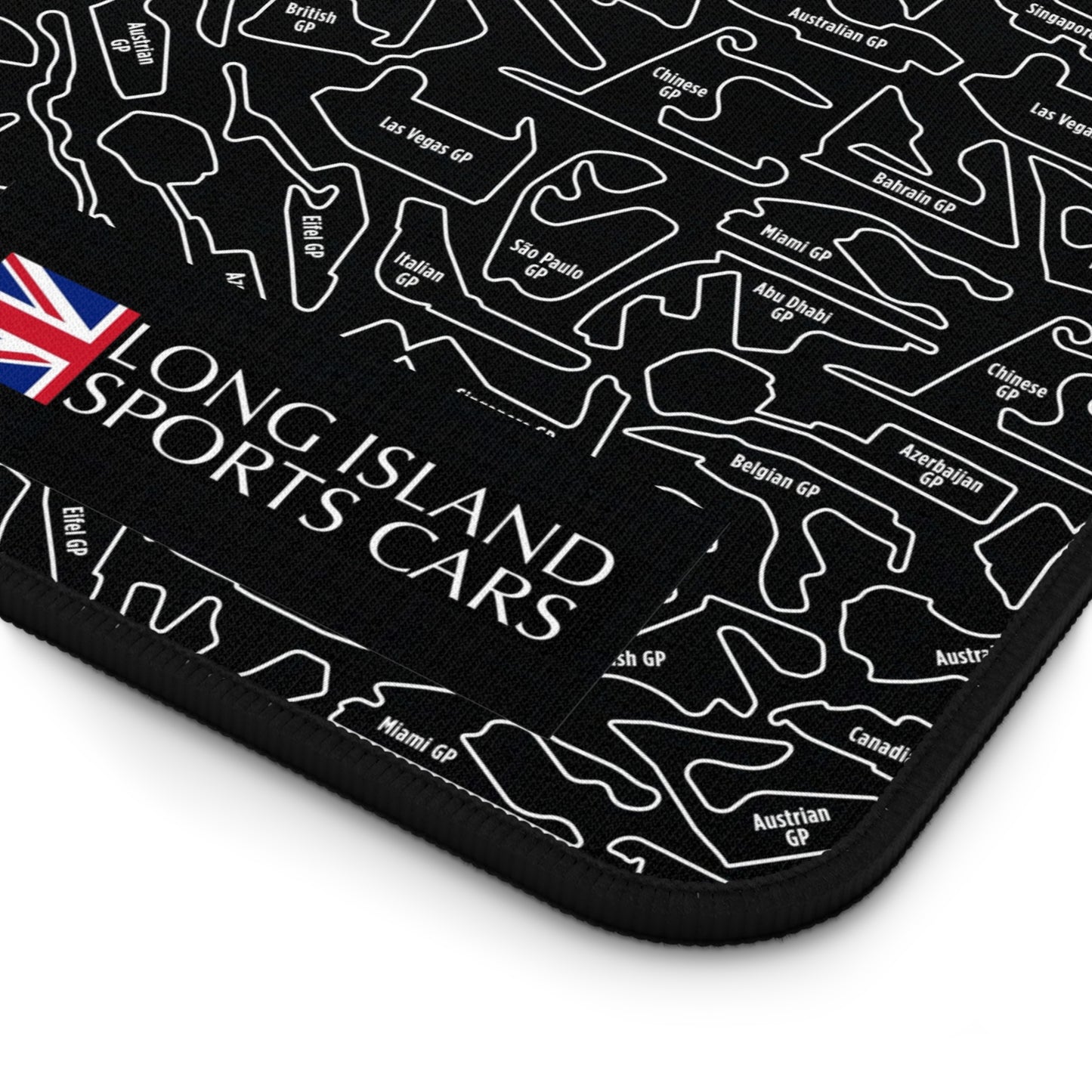 Long Island Sports Cars Mouse Pad Black F1 Racing Track Pattern Desk Mat