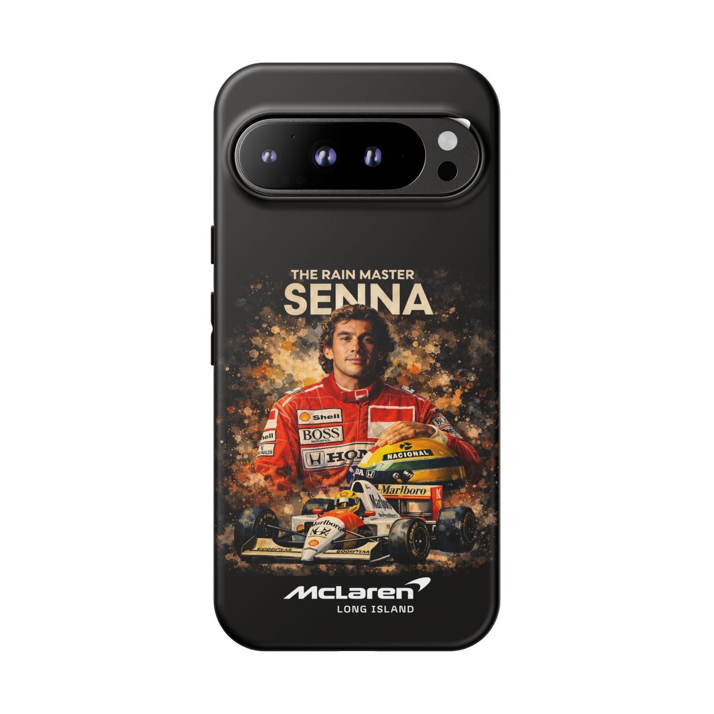 McLaren Long Island “The Rain Master” Ayrton Senna Inspired Impact-Resistant Phone Case | Durable Protection for Car Enthusiasts