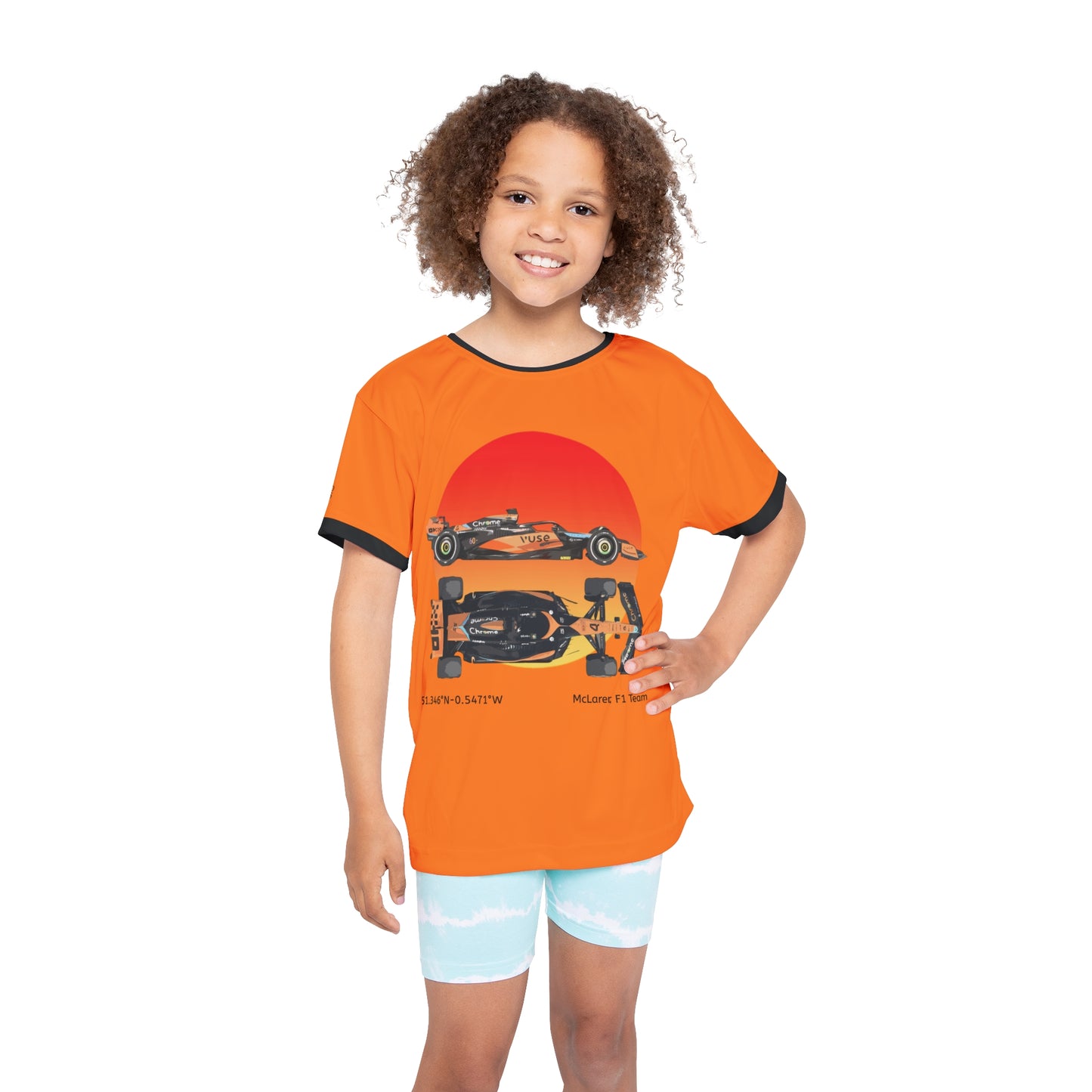 Kids Sports Jersey - McLaren Formula 1 inspired Design for Young Speed Enthusiasts