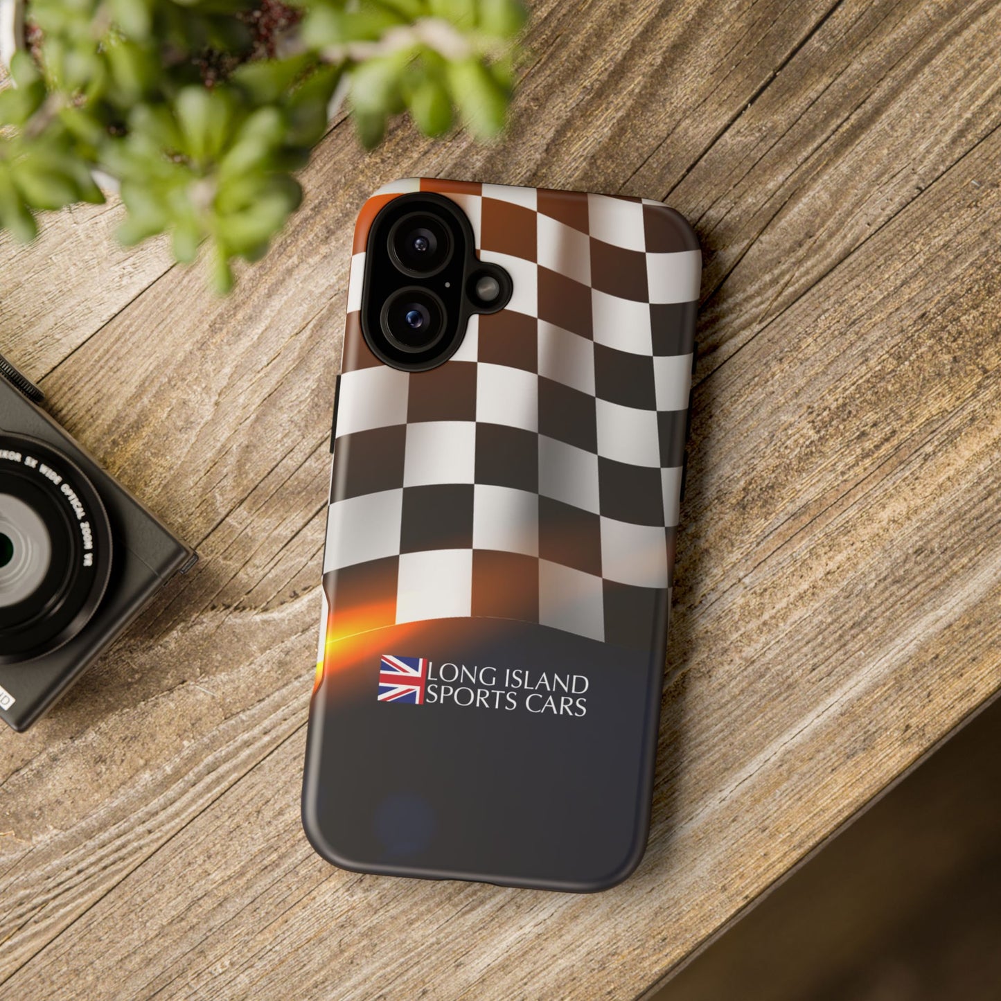Long Island Sports Cars F1 Checkered Flag Impact-Resistant Phone Case | Durable Protection for Car Enthusiasts