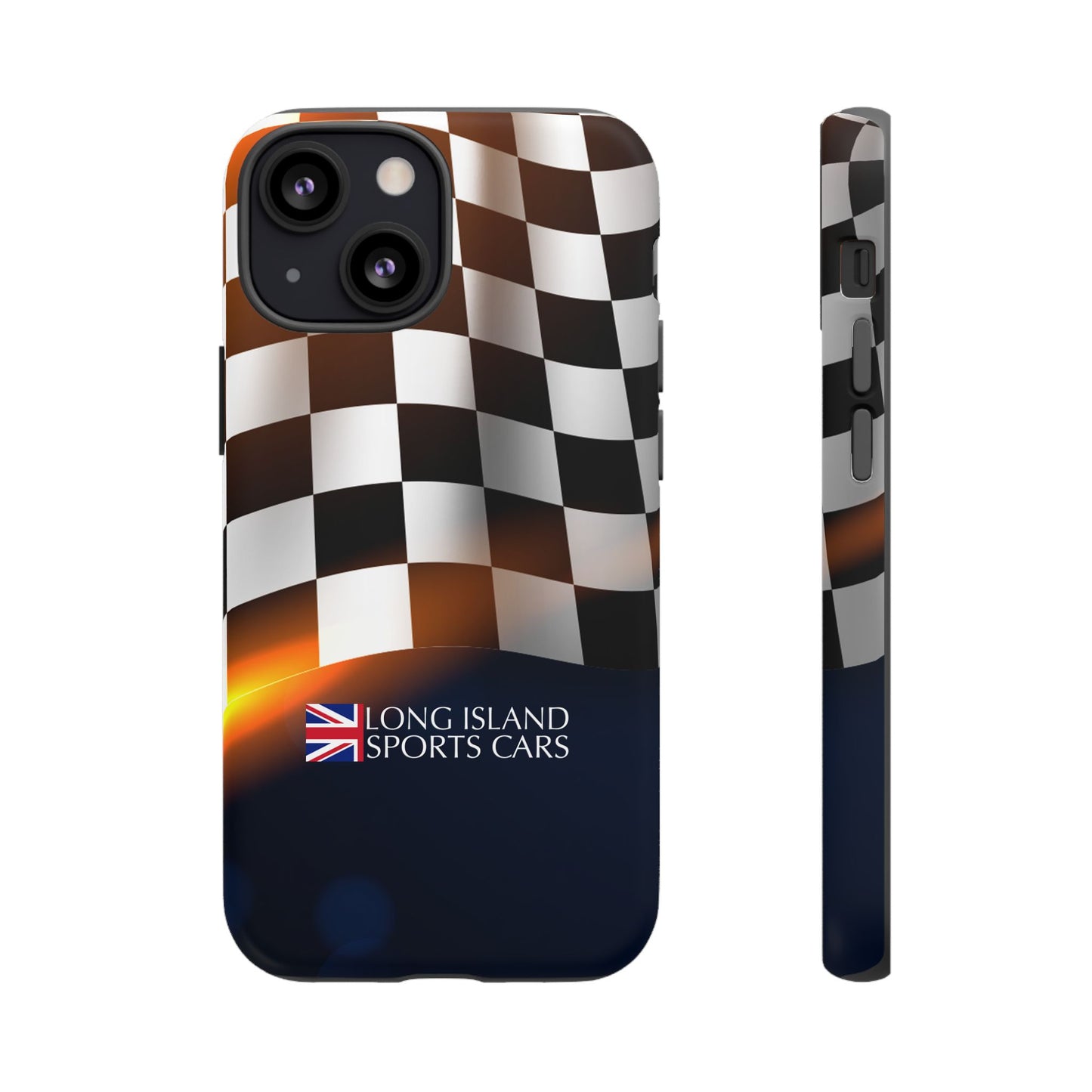 Long Island Sports Cars F1 Checkered Flag Impact-Resistant Phone Case | Durable Protection for Car Enthusiasts