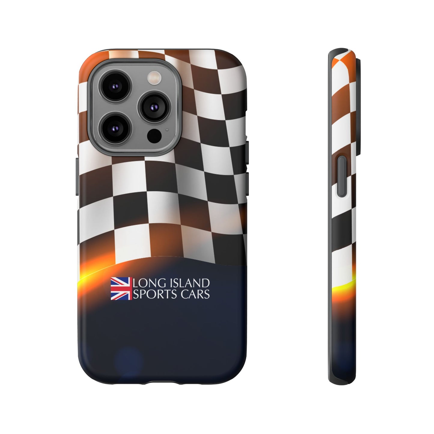 Long Island Sports Cars F1 Checkered Flag Impact-Resistant Phone Case | Durable Protection for Car Enthusiasts