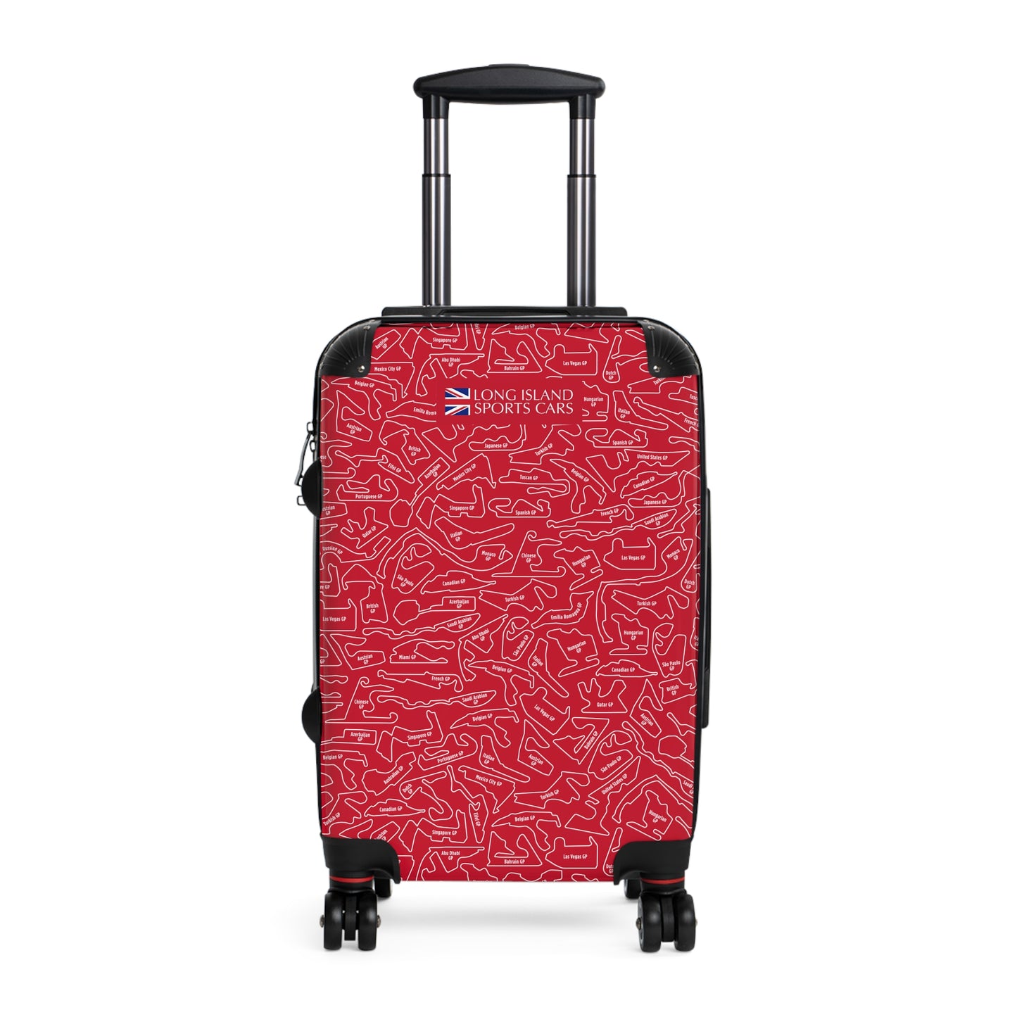 Long Island Sports Cars Vibrant Red F1 Racetrack Suitcase