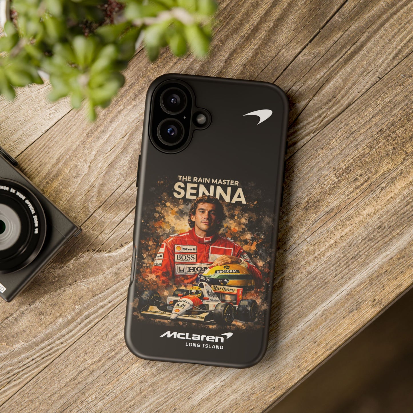 McLaren Long Island “The Rain Master” Ayrton Senna Inspired Impact-Resistant Phone Case | Durable Protection for Car Enthusiasts