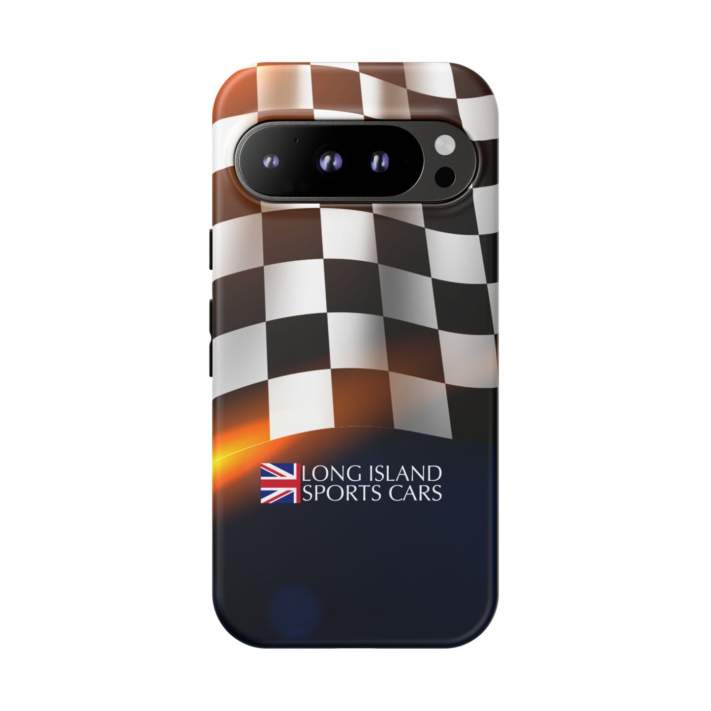 Long Island Sports Cars F1 Checkered Flag Impact-Resistant Phone Case | Durable Protection for Car Enthusiasts