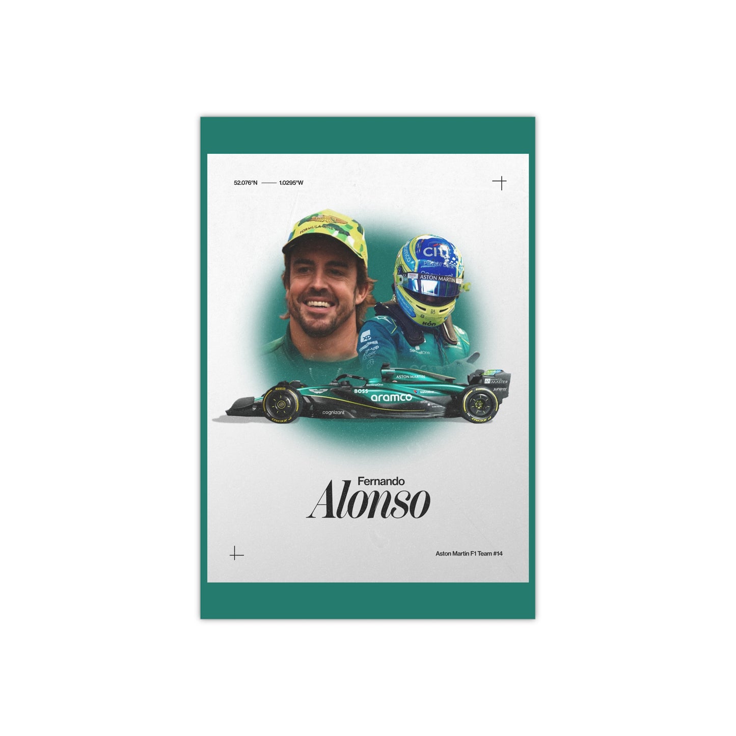 Aston Martin F1 inspired Fernando Alonso Satin Poster Home Decor for F1 Fans