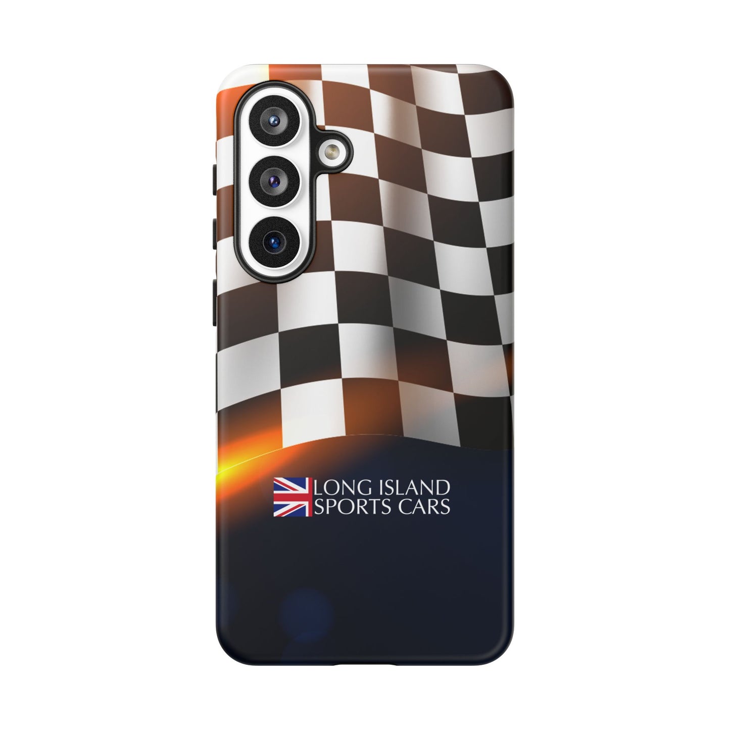 Long Island Sports Cars F1 Checkered Flag Impact-Resistant Phone Case | Durable Protection for Car Enthusiasts