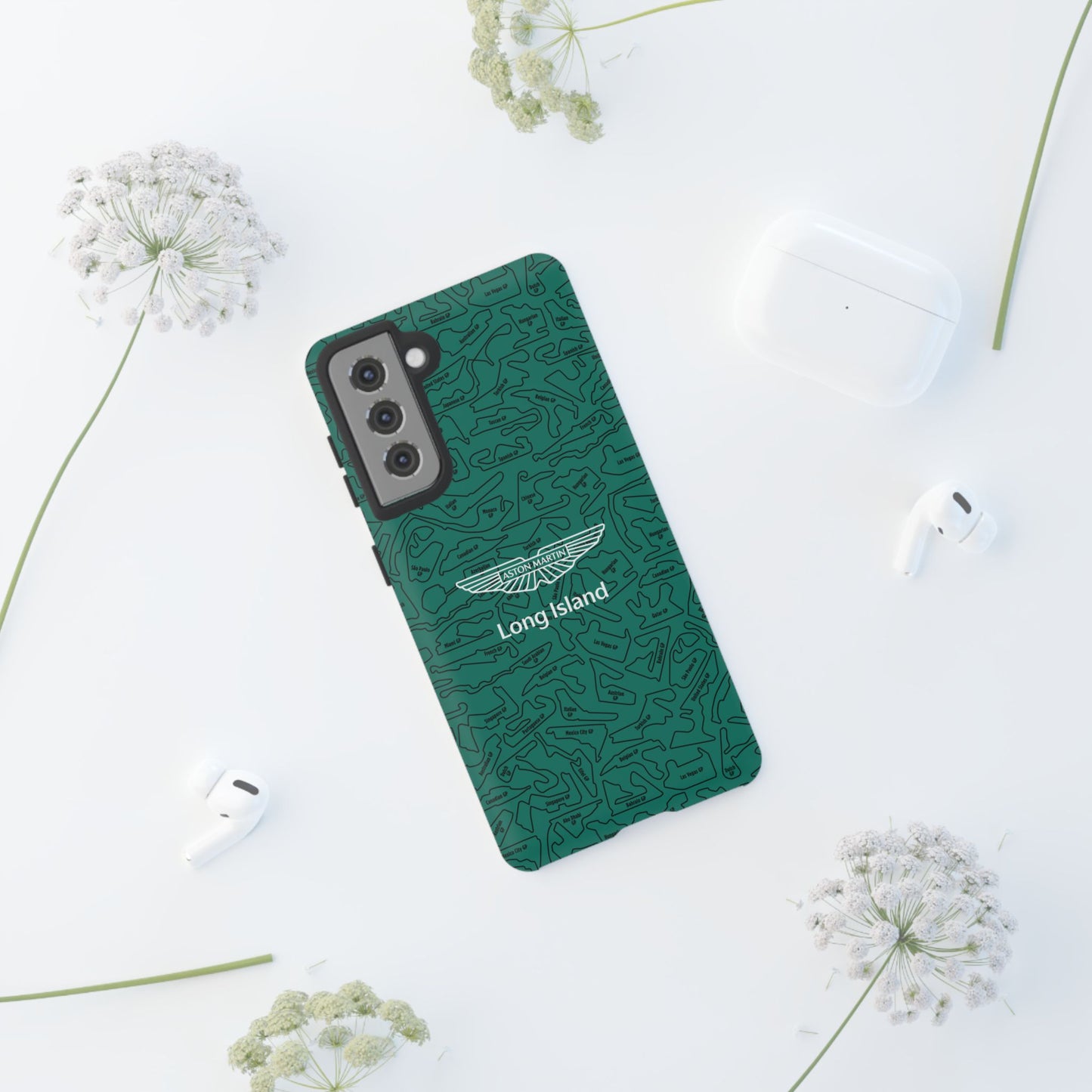 Aston Martin Long Island F1 race Track Inspired Impact-Resistant Phone Case
