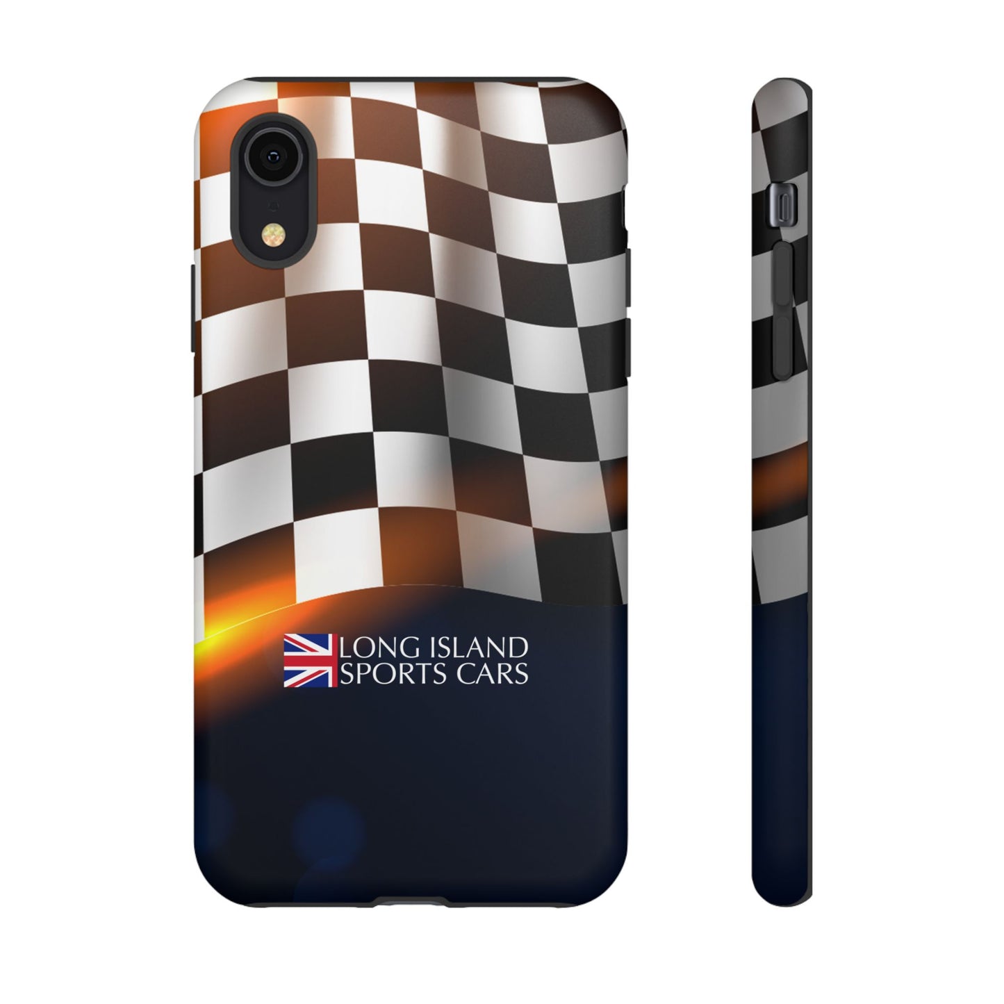 Long Island Sports Cars F1 Checkered Flag Impact-Resistant Phone Case | Durable Protection for Car Enthusiasts