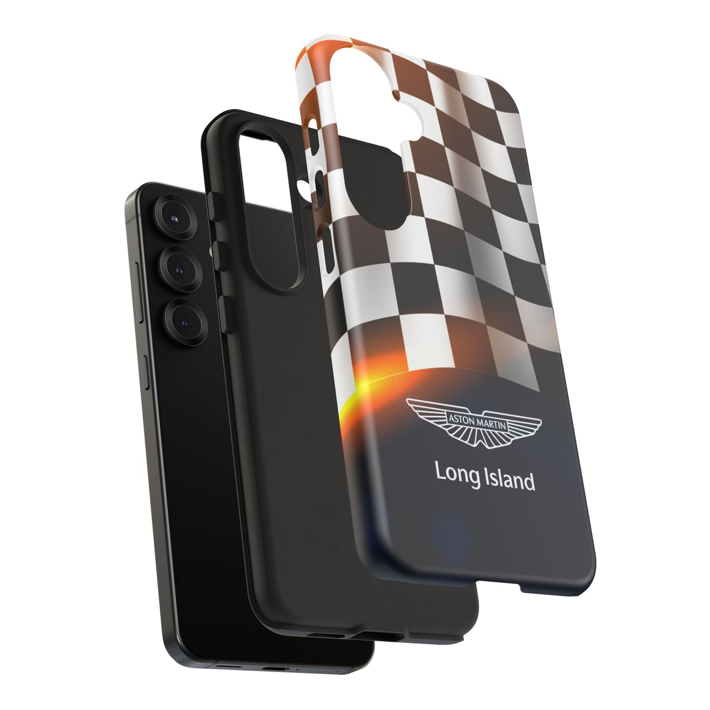 Aston Martin Long Island F1 Checkered Flag Impact-Resistant Phone Case | Durable Protection for Car Enthusiasts
