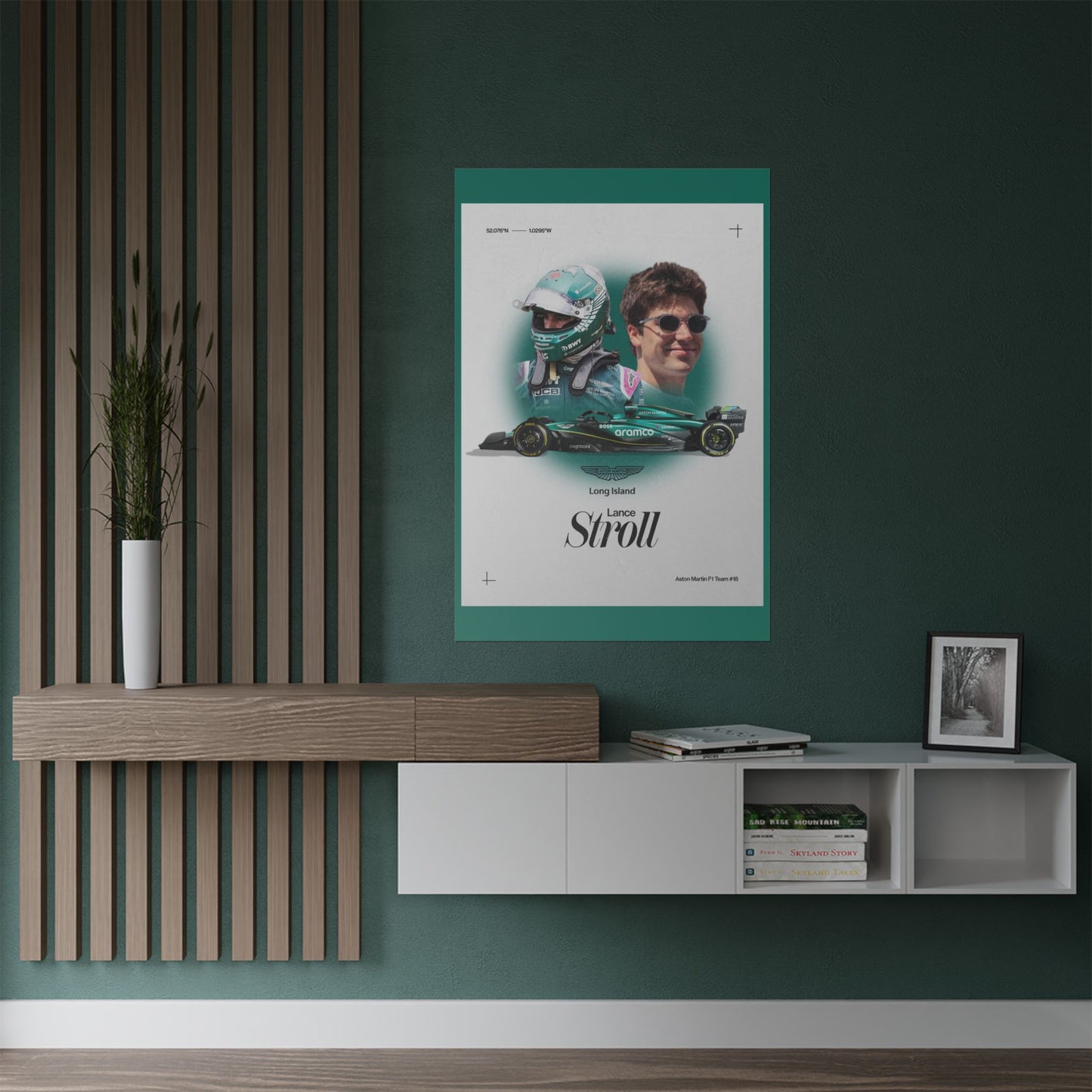 Aston Martin Long Island F1 inspired Lance Stroll Satin Poster Home Decor for F1 Fans