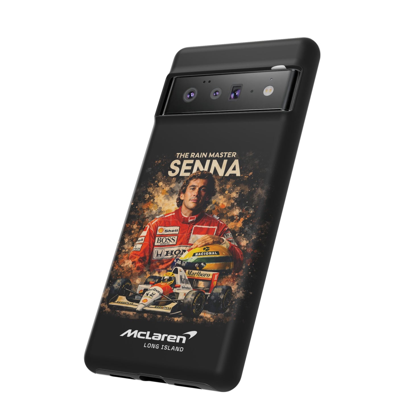 McLaren Long Island “The Rain Master” Ayrton Senna Inspired Impact-Resistant Phone Case | Durable Protection for Car Enthusiasts
