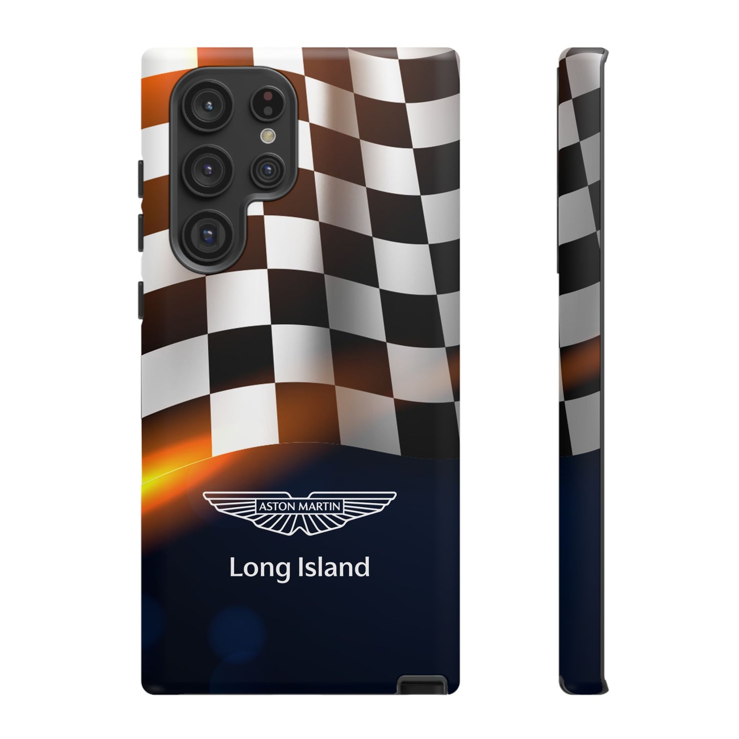 Aston Martin Long Island F1 Checkered Flag Impact-Resistant Phone Case | Durable Protection for Car Enthusiasts