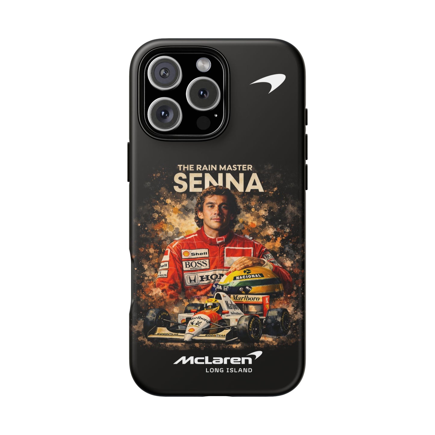 McLaren Long Island “The Rain Master” Ayrton Senna Inspired Impact-Resistant Phone Case | Durable Protection for Car Enthusiasts