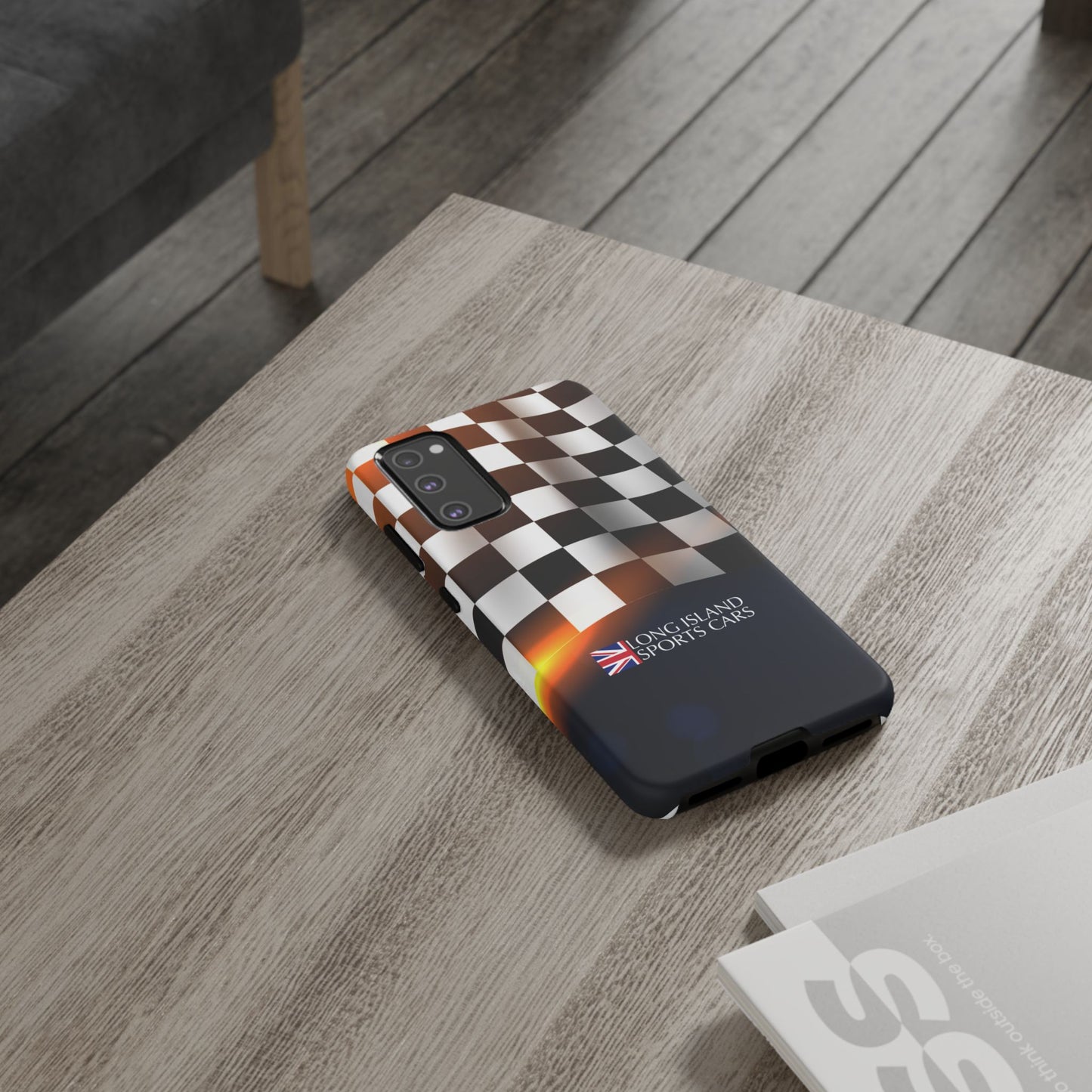 Long Island Sports Cars F1 Checkered Flag Impact-Resistant Phone Case | Durable Protection for Car Enthusiasts