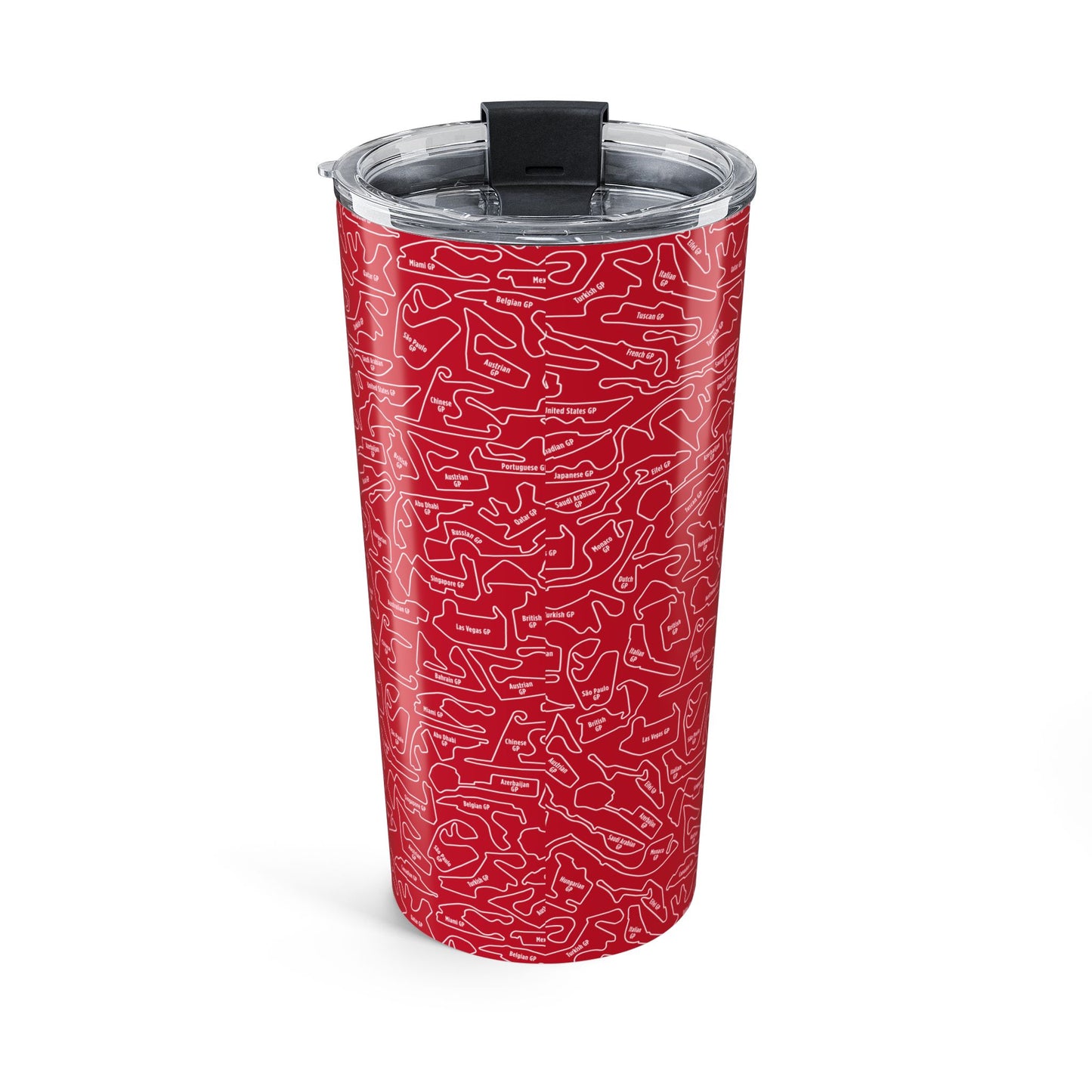 Long Island Sports Cars Vibrant Red F1 Racetrack 20oz Tumbler