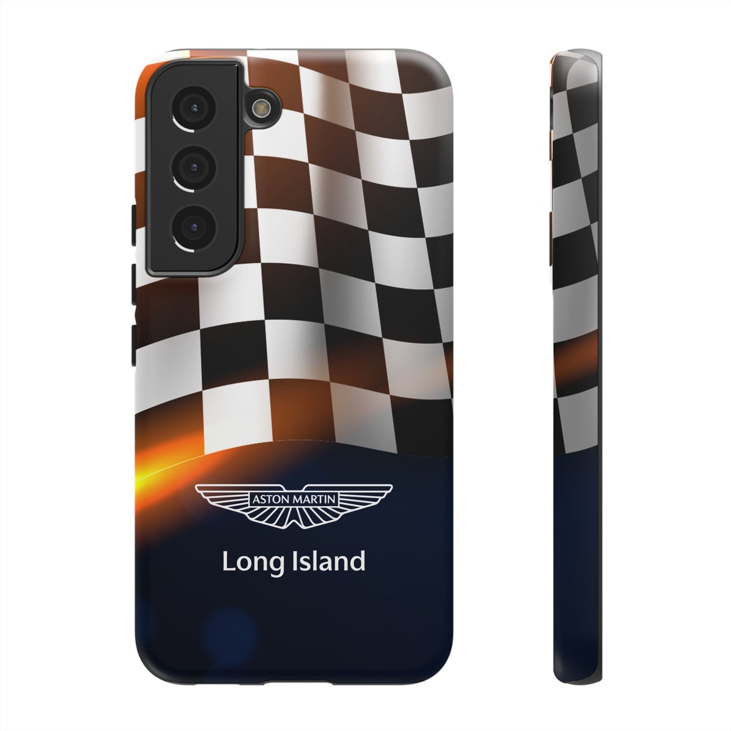 Aston Martin Long Island F1 Checkered Flag Impact-Resistant Phone Case | Durable Protection for Car Enthusiasts