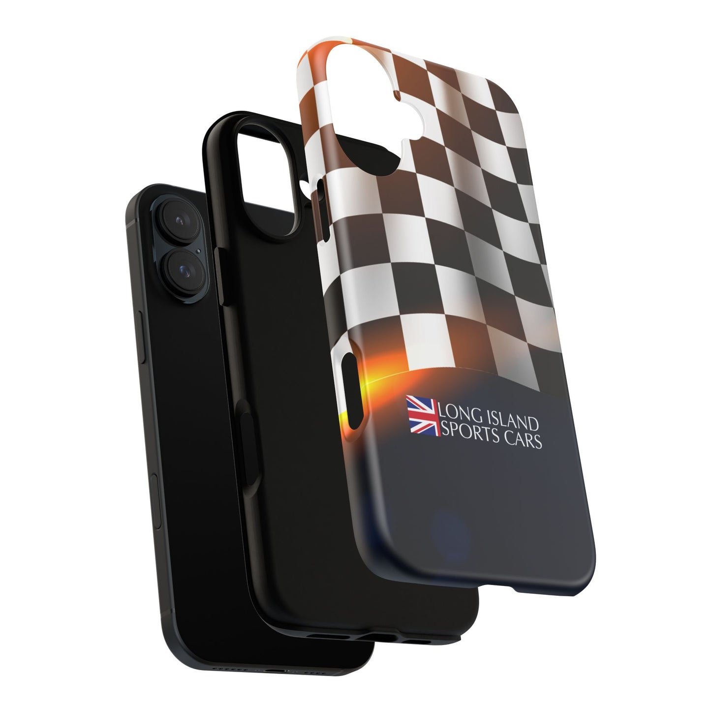Long Island Sports Cars F1 Checkered Flag Impact-Resistant Phone Case | Durable Protection for Car Enthusiasts
