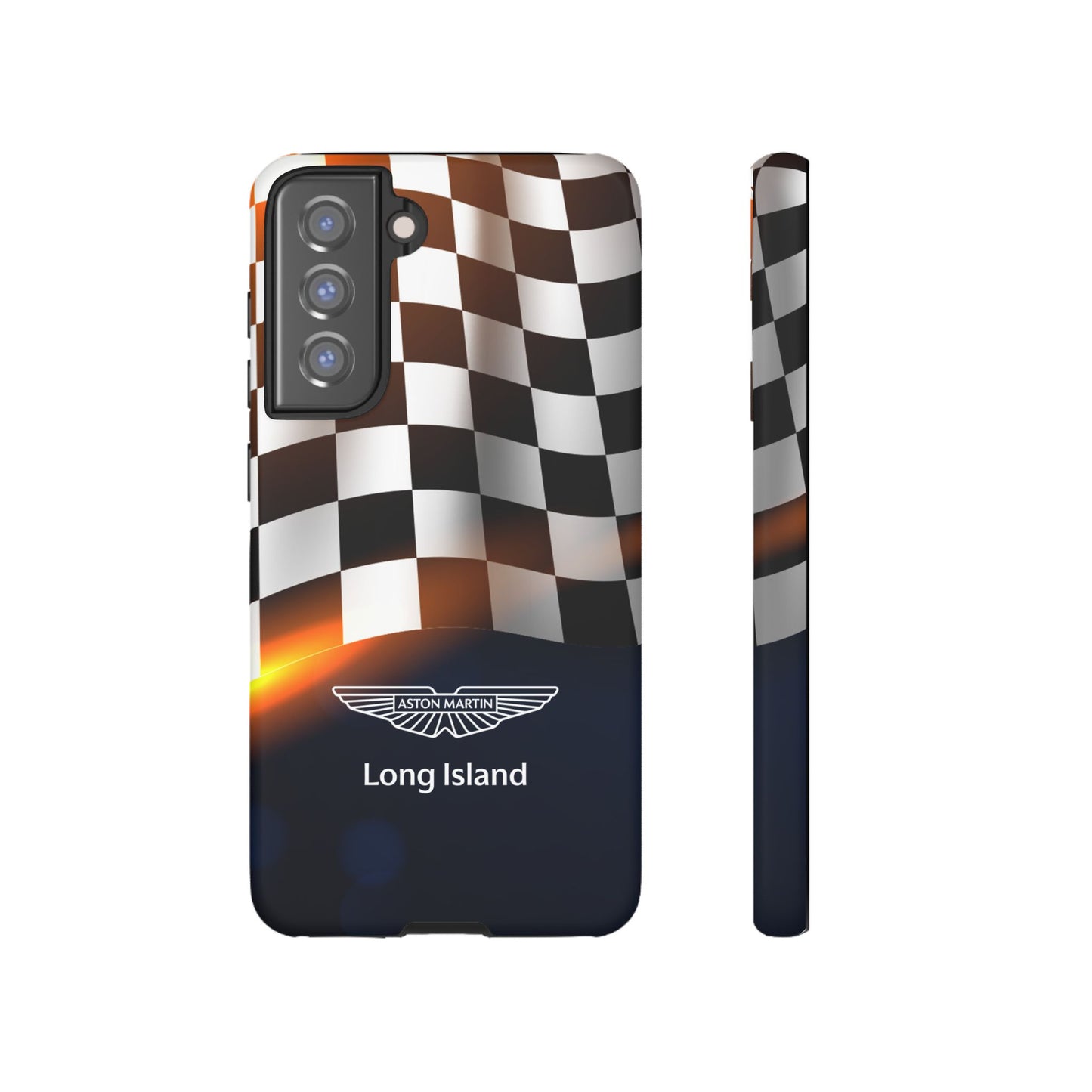 Aston Martin Long Island F1 Checkered Flag Impact-Resistant Phone Case | Durable Protection for Car Enthusiasts