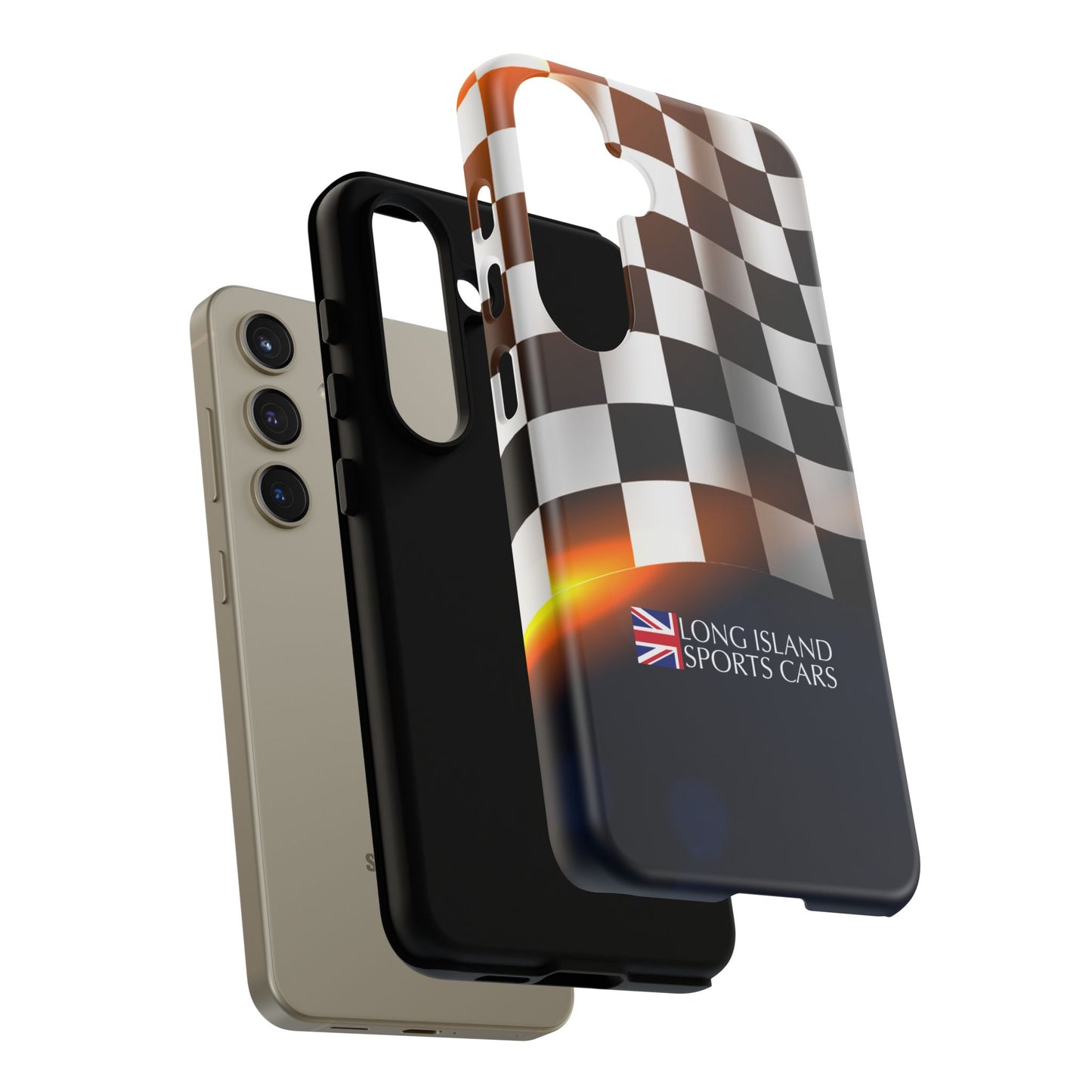 Long Island Sports Cars F1 Checkered Flag Impact-Resistant Phone Case | Durable Protection for Car Enthusiasts