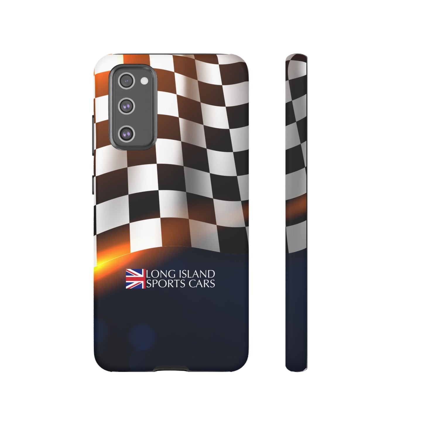 Long Island Sports Cars F1 Checkered Flag Impact-Resistant Phone Case | Durable Protection for Car Enthusiasts