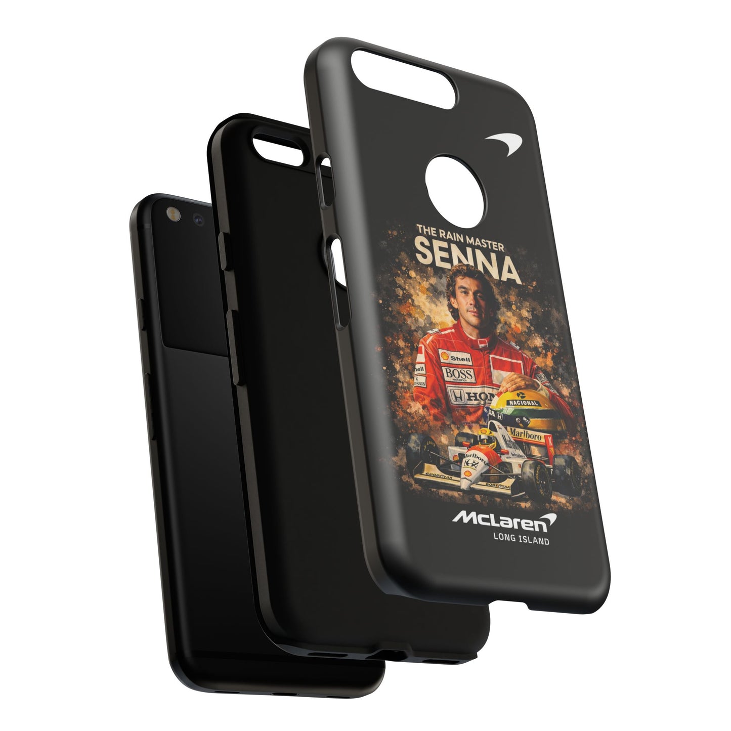 McLaren Long Island “The Rain Master” Ayrton Senna Inspired Impact-Resistant Phone Case | Durable Protection for Car Enthusiasts
