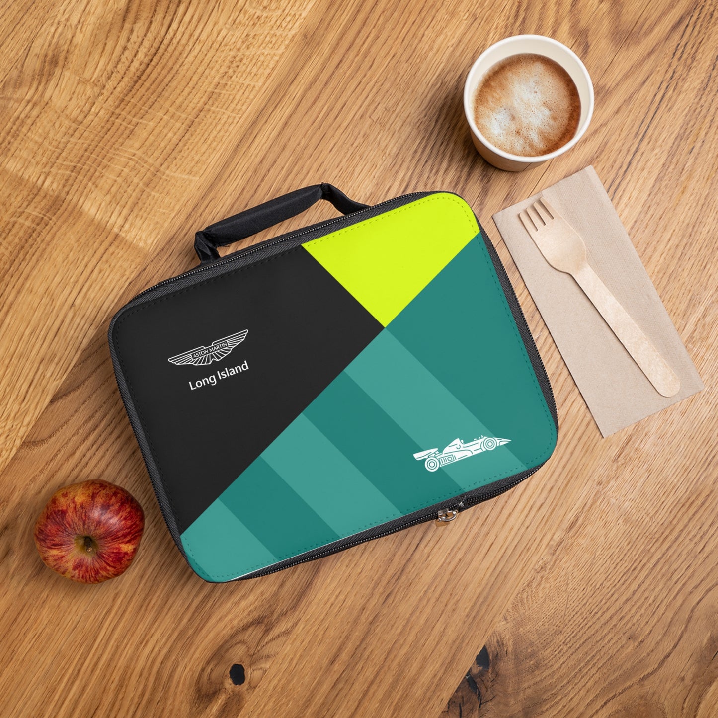 Aston Martin Long Island AM Green design Lunch Bag - Stylish Insulated Tote for Cars Enthusiasts