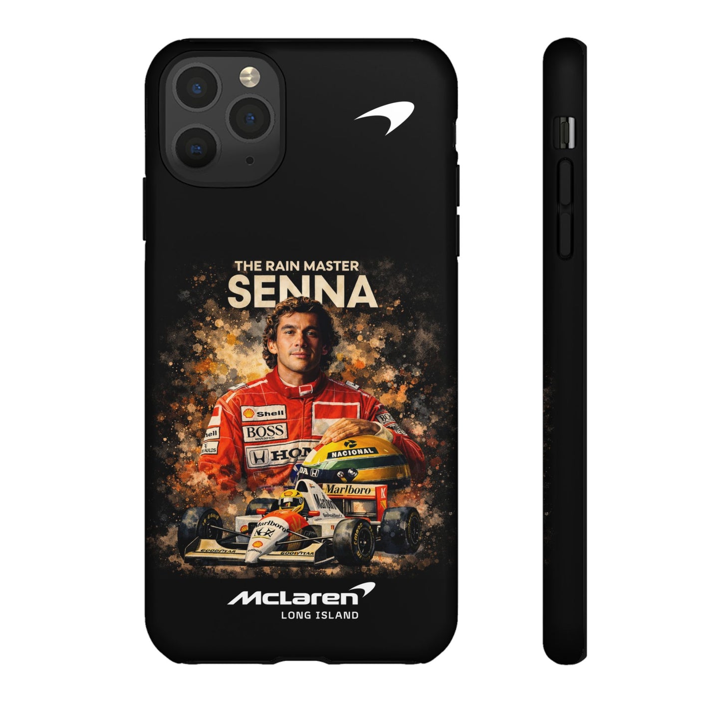 McLaren Long Island “The Rain Master” Ayrton Senna Inspired Impact-Resistant Phone Case | Durable Protection for Car Enthusiasts