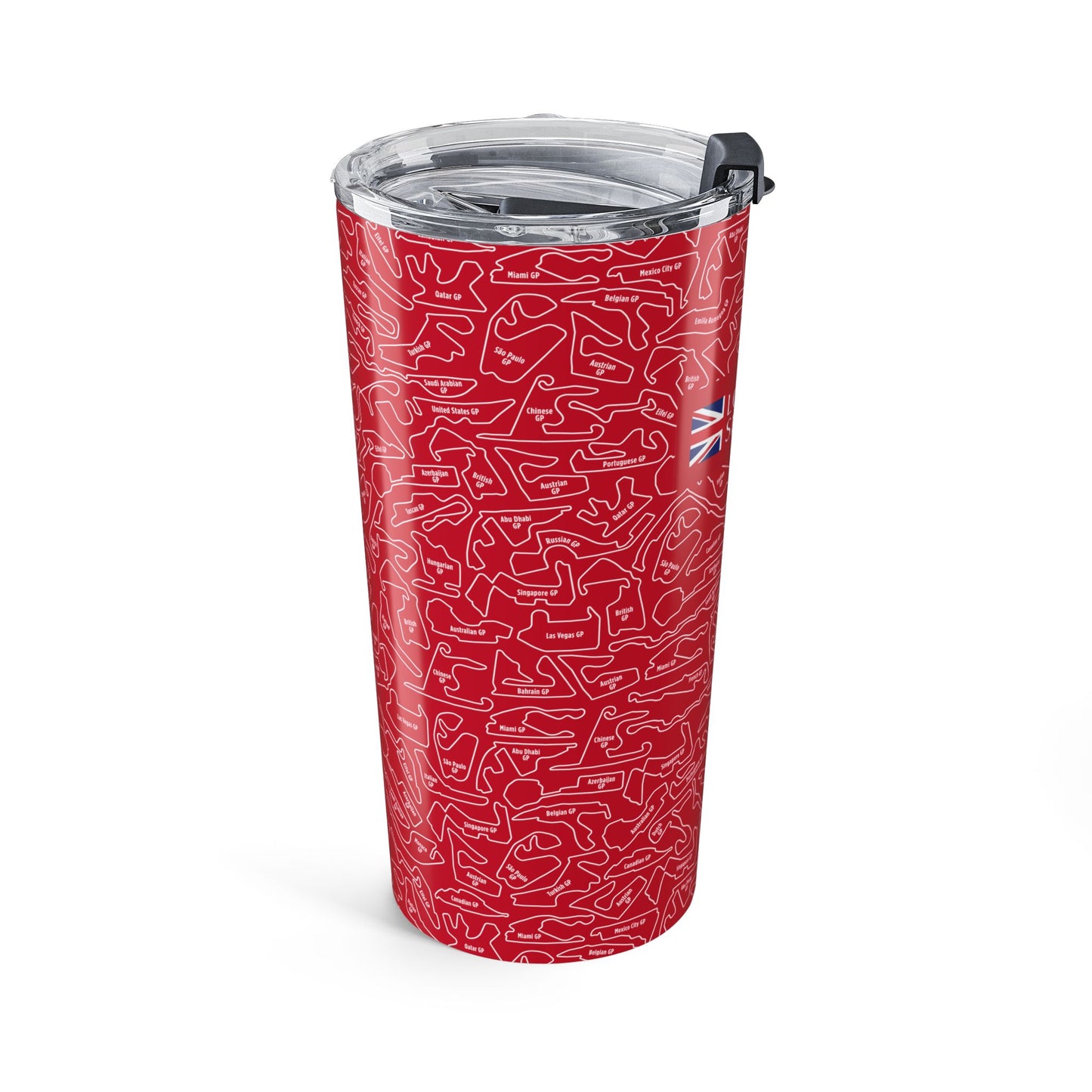 Long Island Sports Cars Vibrant Red F1 Racetrack 20oz Tumbler
