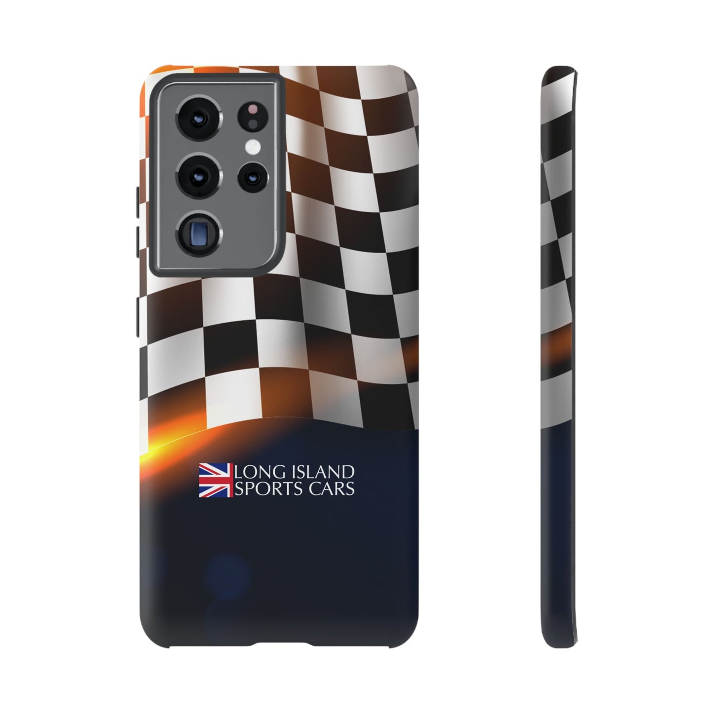 Long Island Sports Cars F1 Checkered Flag Impact-Resistant Phone Case | Durable Protection for Car Enthusiasts