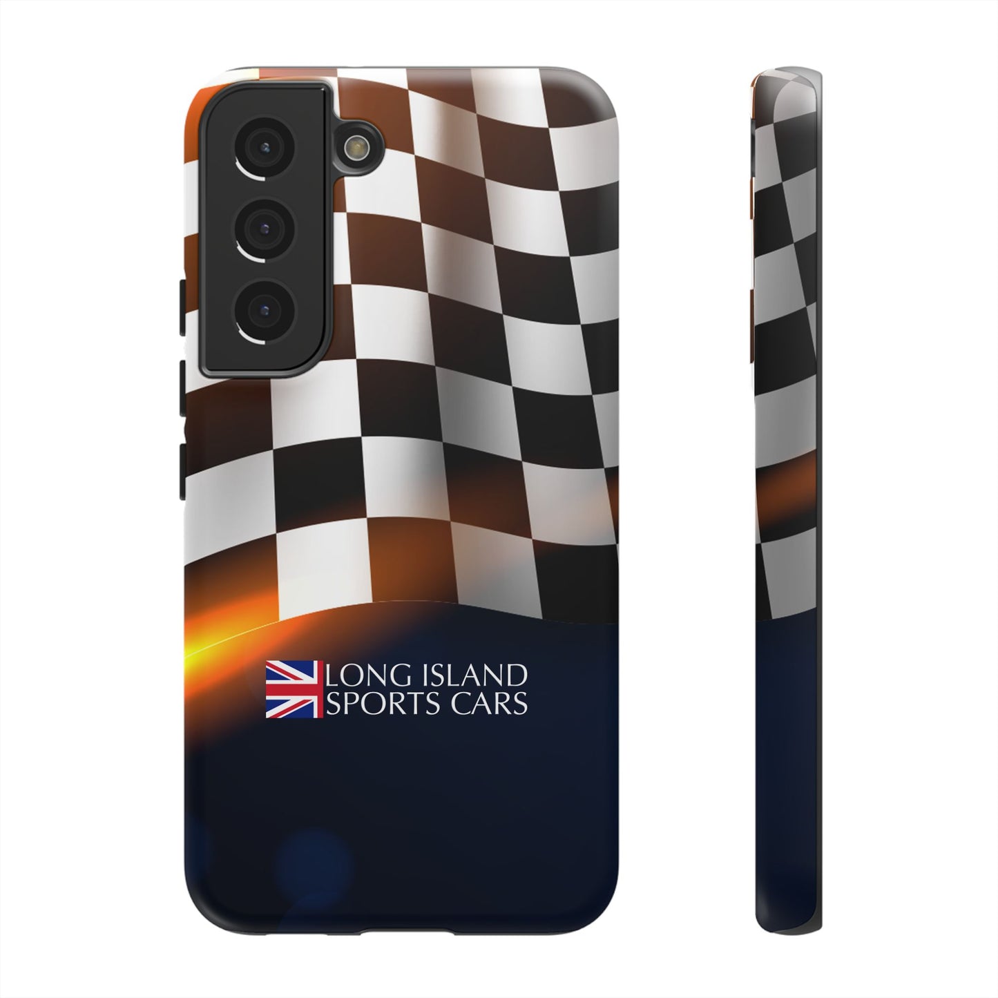 Long Island Sports Cars F1 Checkered Flag Impact-Resistant Phone Case | Durable Protection for Car Enthusiasts