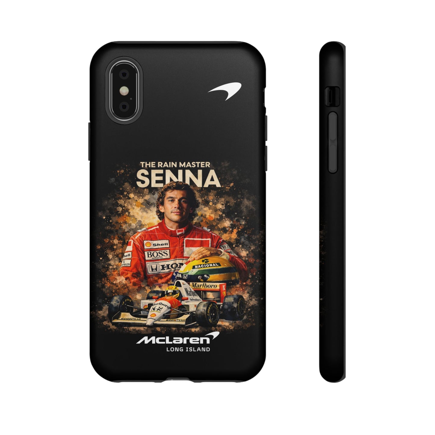 McLaren Long Island “The Rain Master” Ayrton Senna Inspired Impact-Resistant Phone Case | Durable Protection for Car Enthusiasts