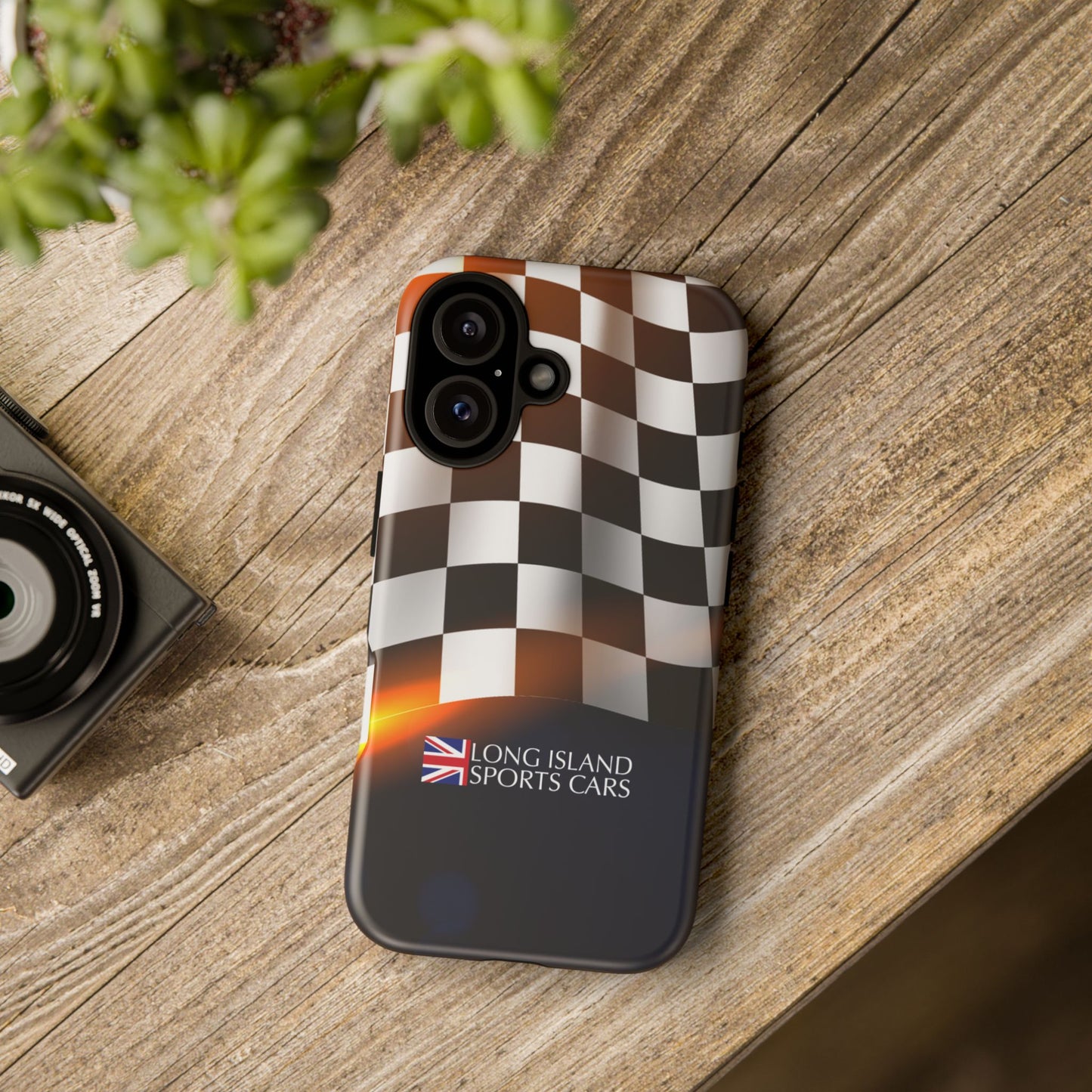 Long Island Sports Cars F1 Checkered Flag Impact-Resistant Phone Case | Durable Protection for Car Enthusiasts