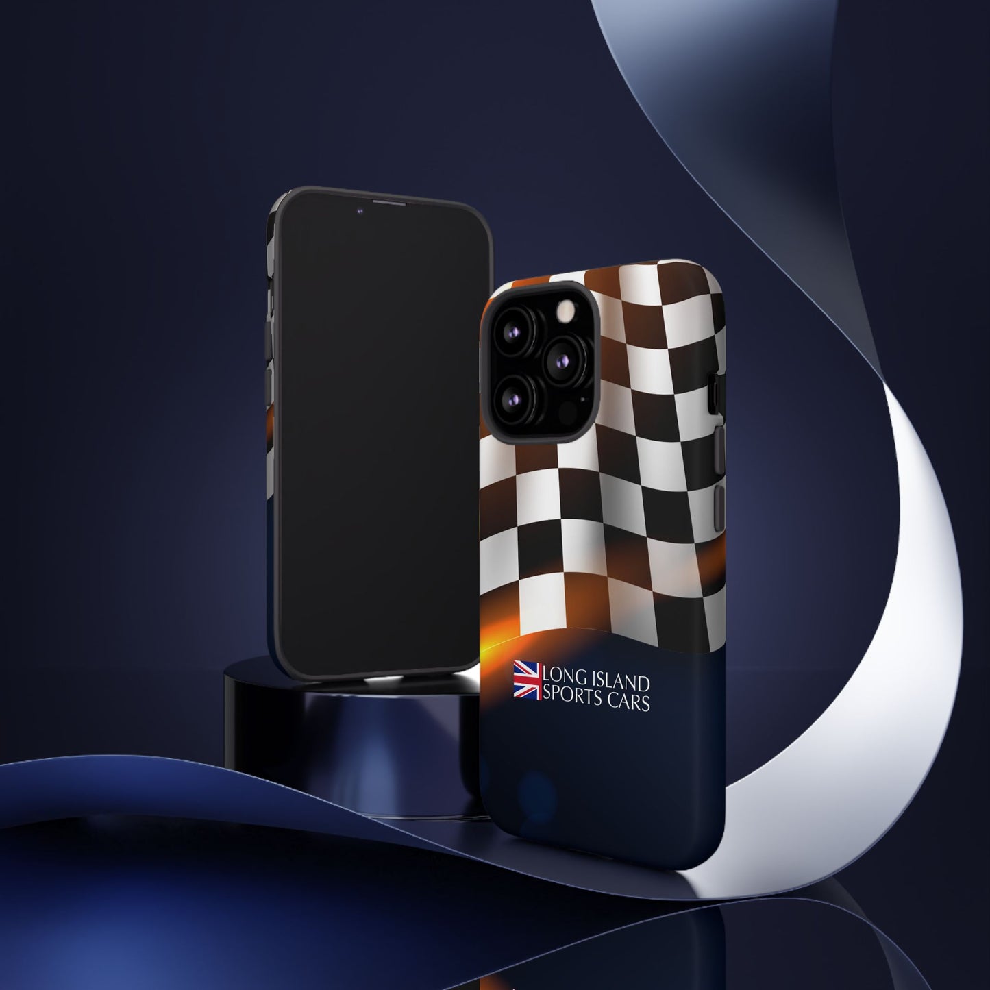 Long Island Sports Cars F1 Checkered Flag Impact-Resistant Phone Case | Durable Protection for Car Enthusiasts