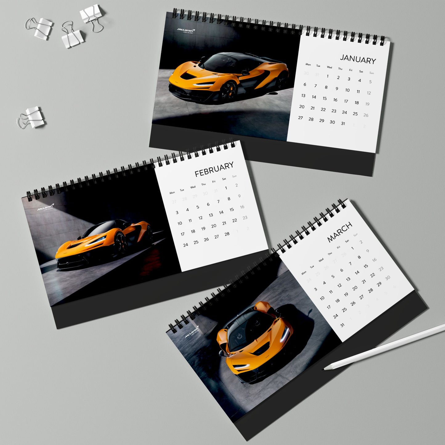 Automotive Desk Calendar 2025 - McLaren Long Island W1