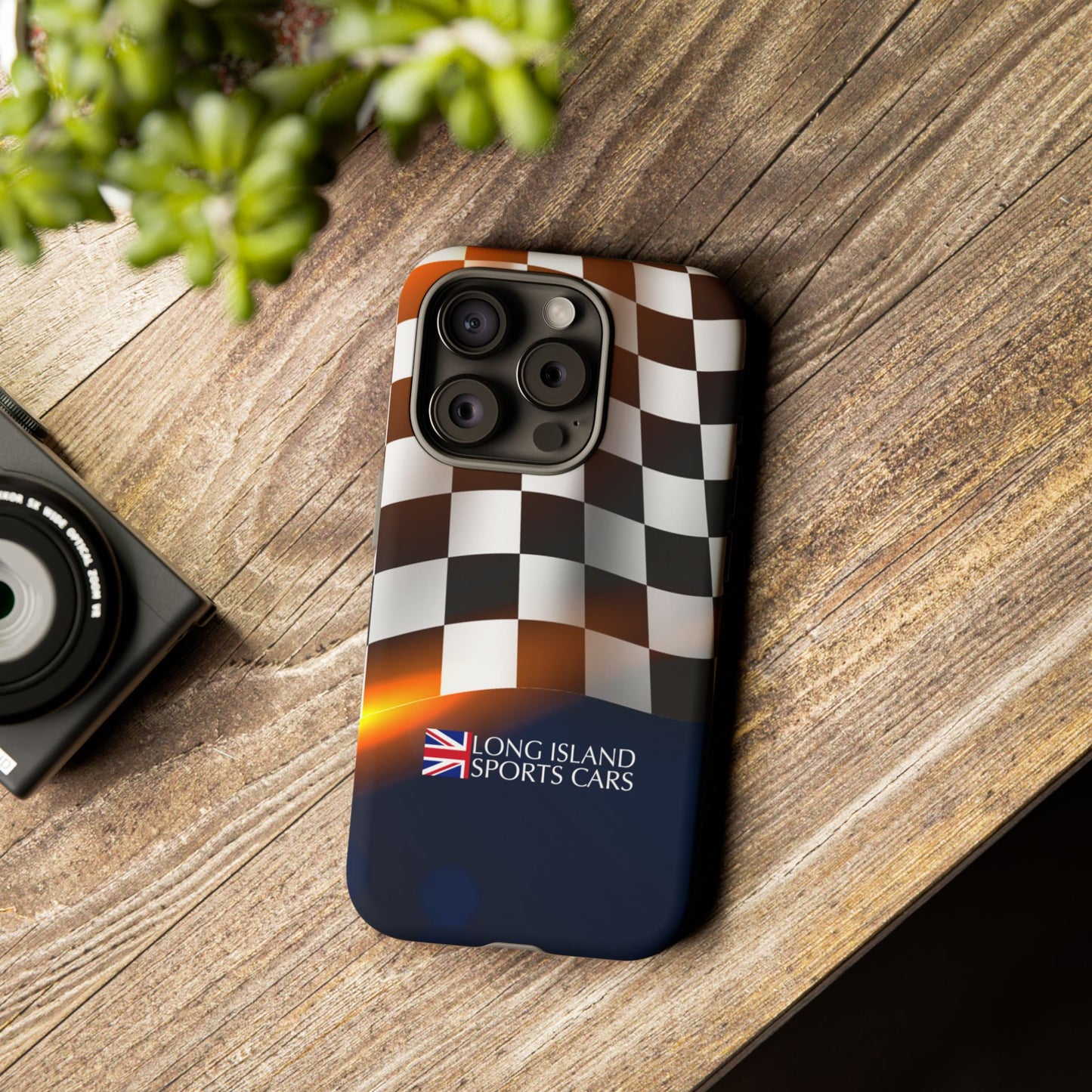 Long Island Sports Cars F1 Checkered Flag Impact-Resistant Phone Case | Durable Protection for Car Enthusiasts