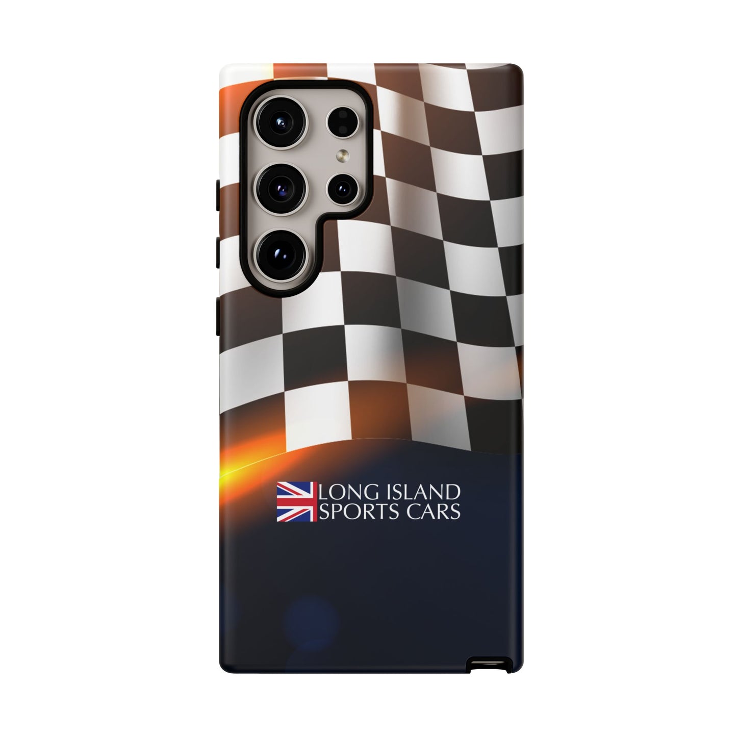 Long Island Sports Cars F1 Checkered Flag Impact-Resistant Phone Case | Durable Protection for Car Enthusiasts