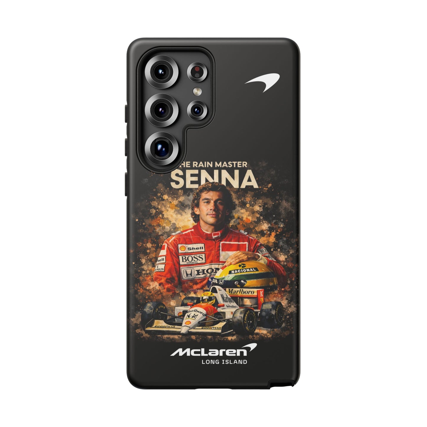McLaren Long Island “The Rain Master” Ayrton Senna Inspired Impact-Resistant Phone Case | Durable Protection for Car Enthusiasts