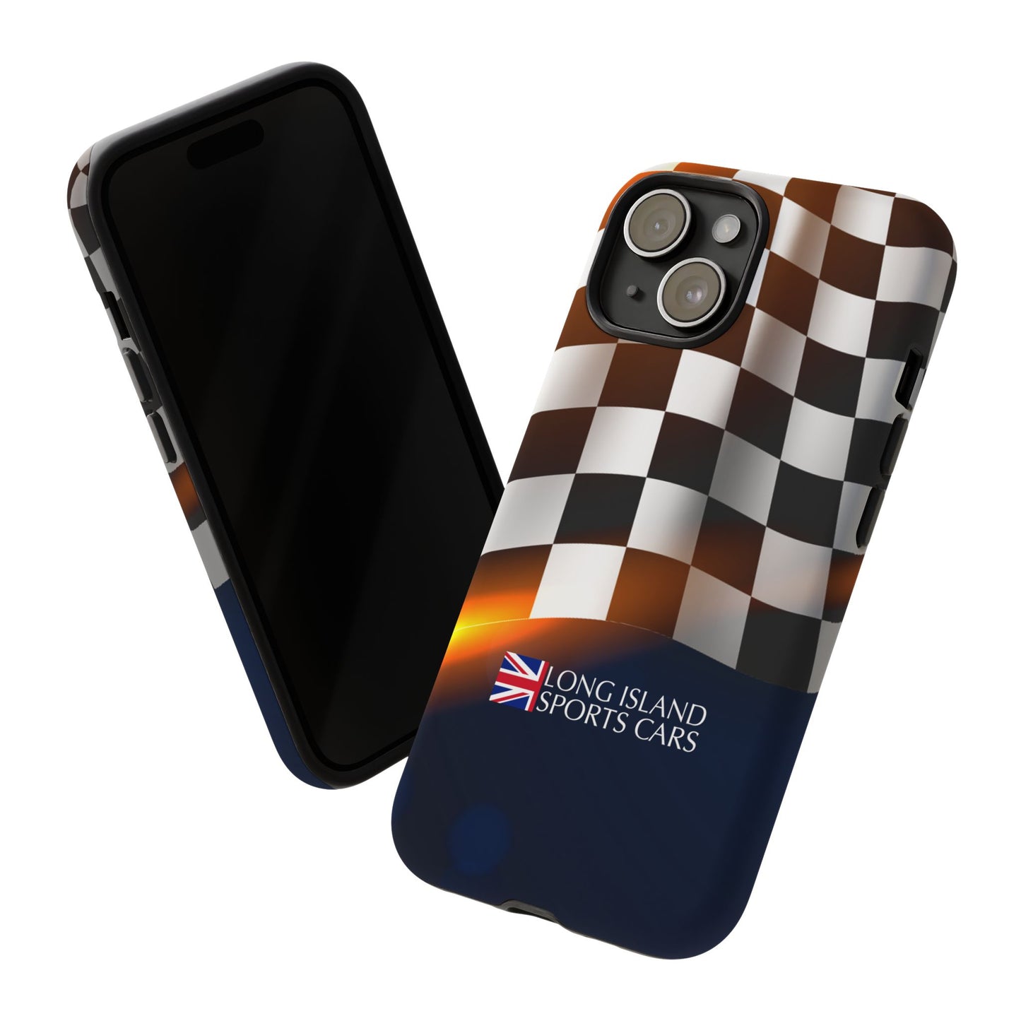 Long Island Sports Cars F1 Checkered Flag Impact-Resistant Phone Case | Durable Protection for Car Enthusiasts