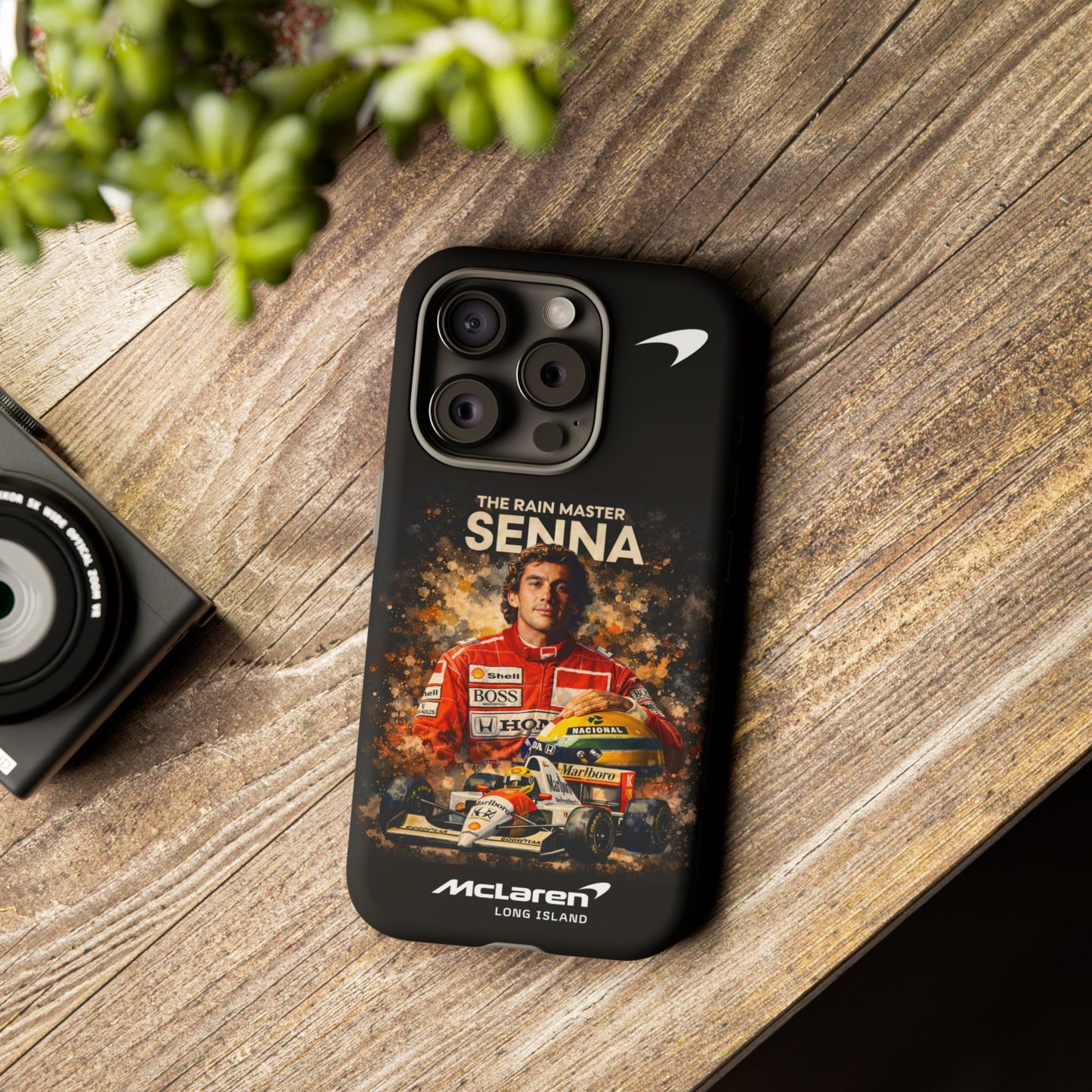 McLaren Long Island “The Rain Master” Ayrton Senna Inspired Impact-Resistant Phone Case | Durable Protection for Car Enthusiasts