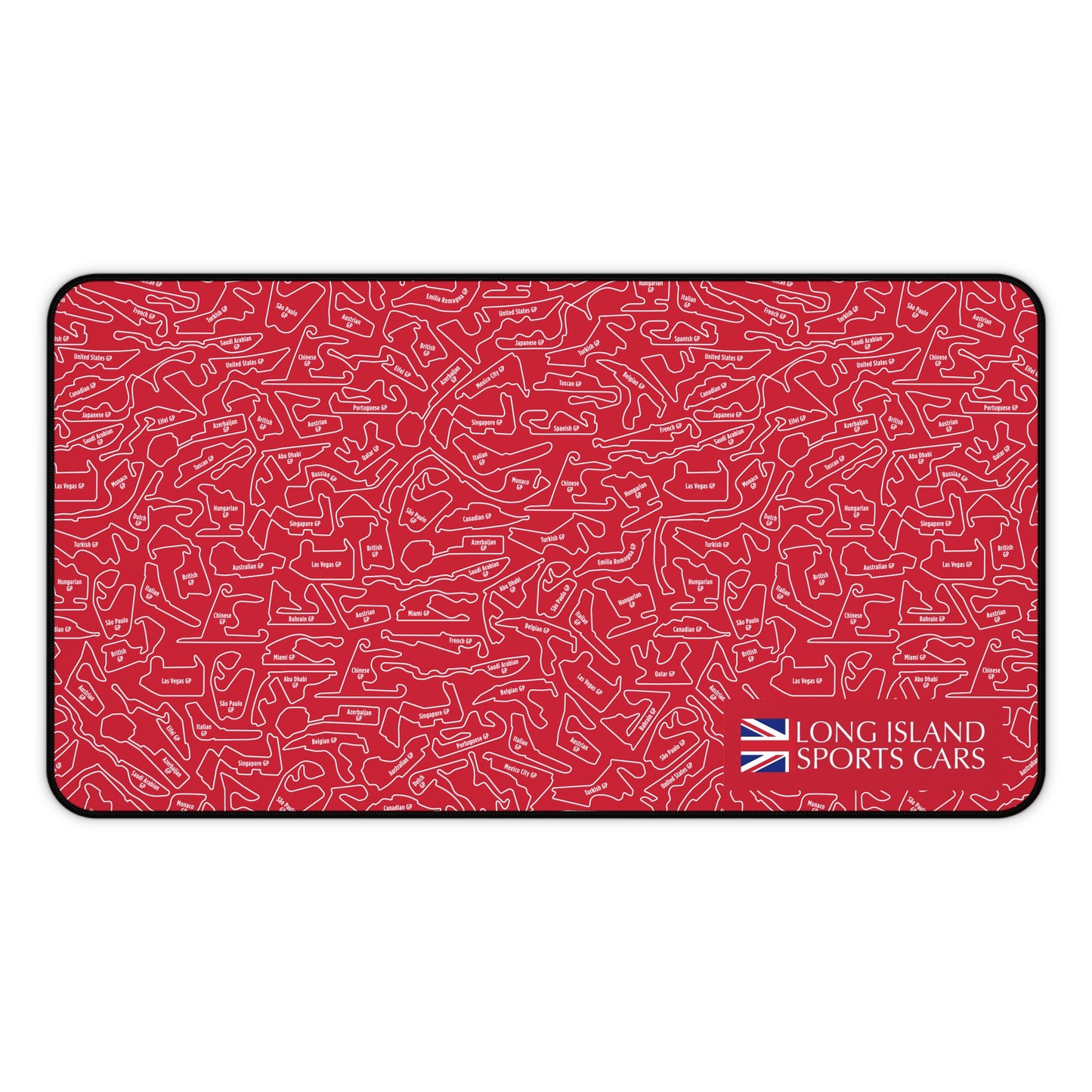Long Island Sports Cars Mouse Pad Red F1 Racing Track Pattern Desk Mat