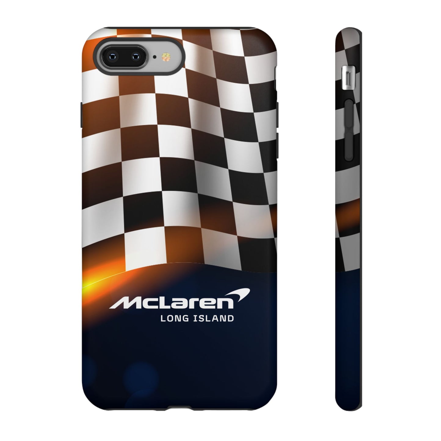 McLaren Long Island F1 Checkered Flag Impact-Resistant Phone Case | Durable Protection for Car Enthusiasts