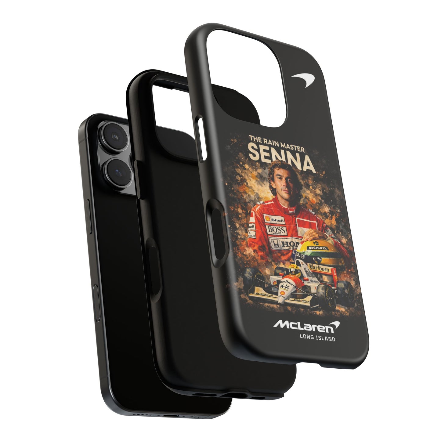 McLaren Long Island “The Rain Master” Ayrton Senna Inspired Impact-Resistant Phone Case | Durable Protection for Car Enthusiasts