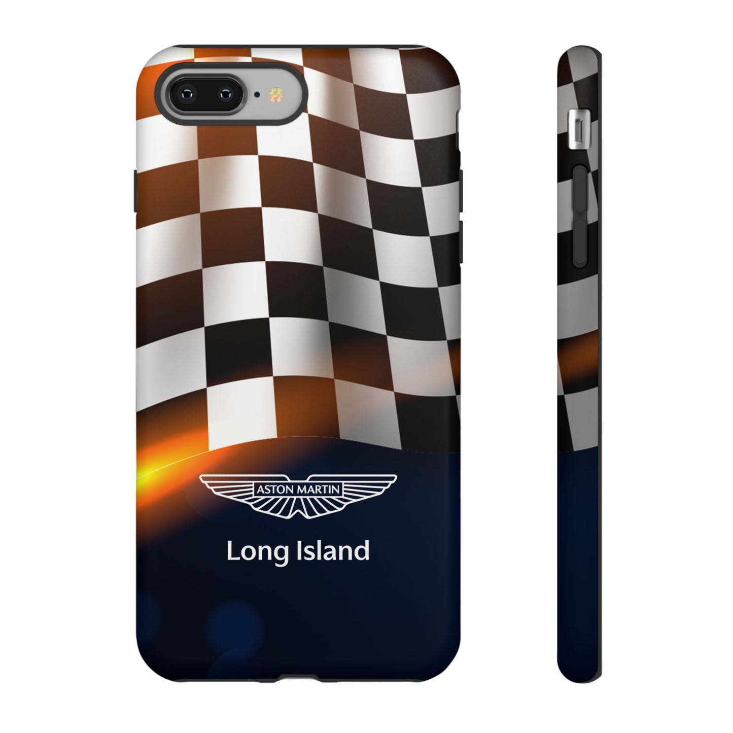 Aston Martin Long Island F1 Checkered Flag Impact-Resistant Phone Case | Durable Protection for Car Enthusiasts