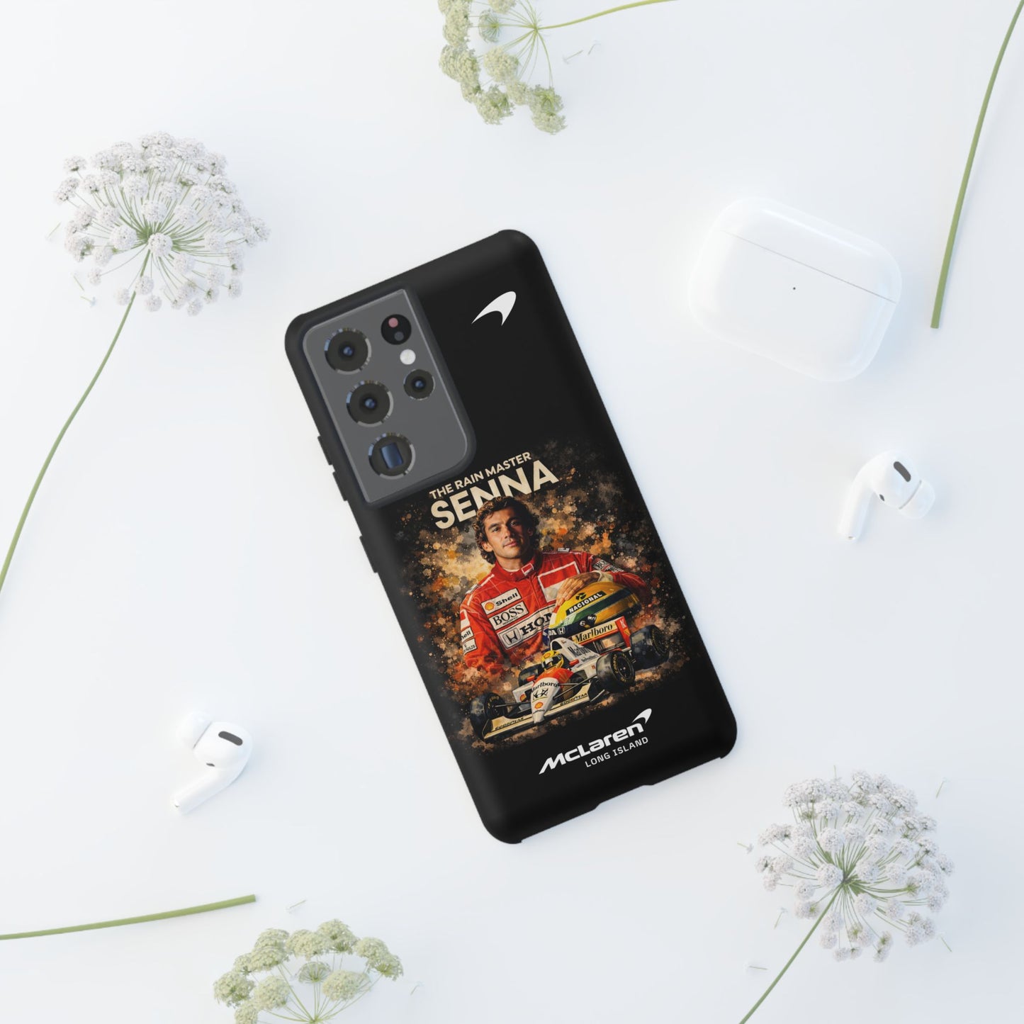 McLaren Long Island “The Rain Master” Ayrton Senna Inspired Impact-Resistant Phone Case | Durable Protection for Car Enthusiasts